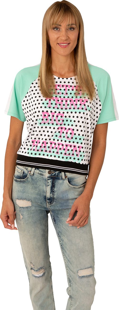 Estefania for woman Kurzarmshirt 190-1235, Shirt mit Punkten " let´s think big "