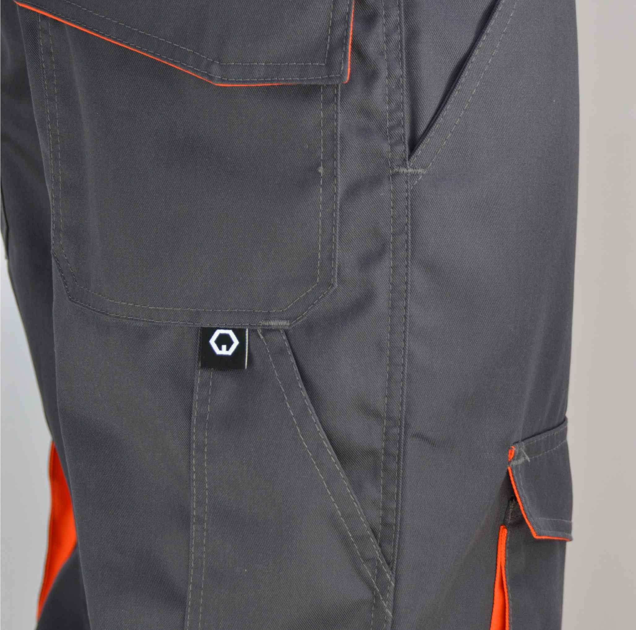 schwarz/grau Qualität Farbig Stoffeinsätze Grau/Orange Arbeitshose Cargohose 2 elastische workawear Top