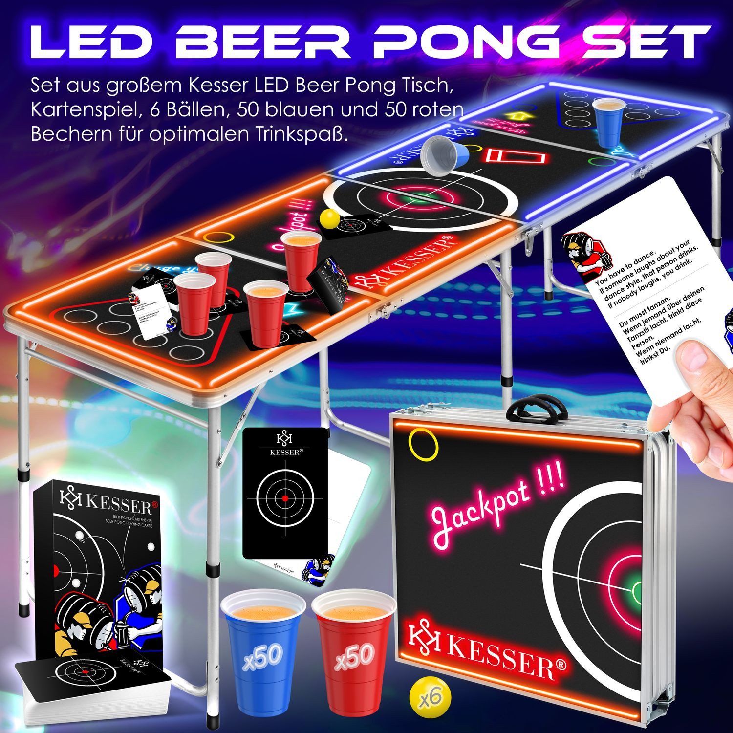 KESSER Klapptisch, Beer Pong Tisch Set mit Kartenspiel Trinkspiel günstig online kaufen