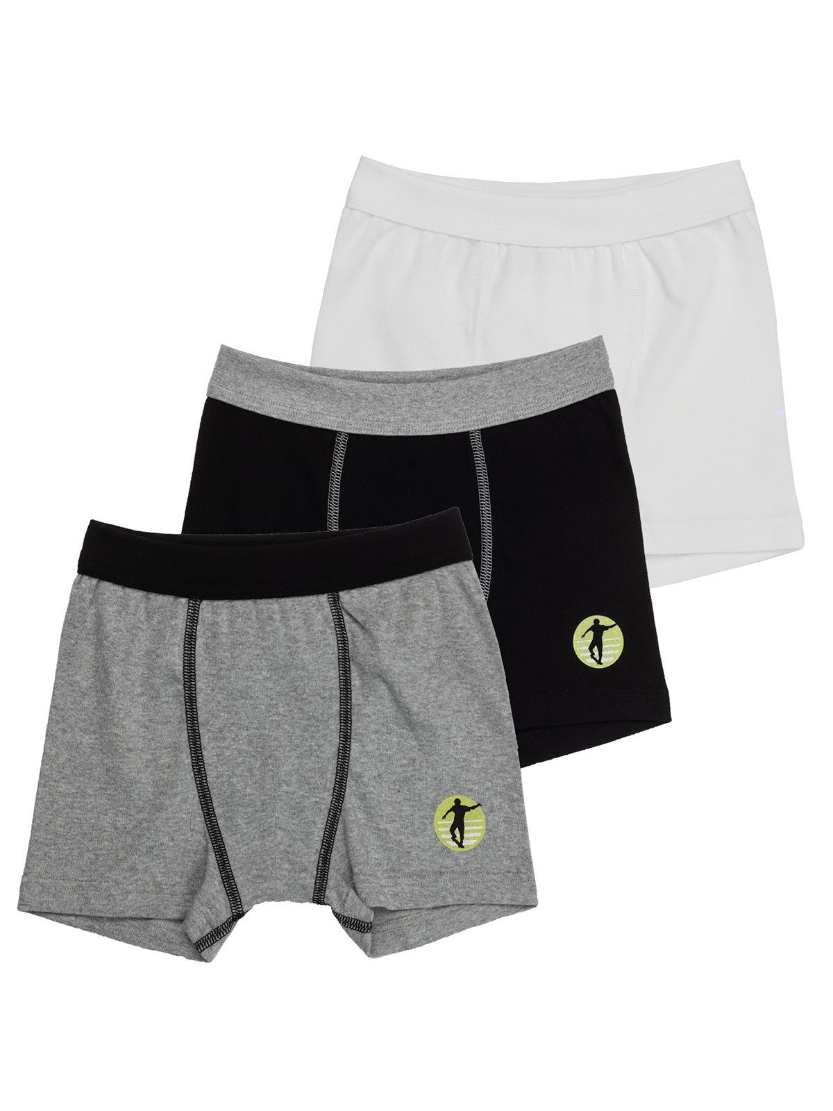 Sweety for Kids Boxershorts Knaben Shorts 3er Pack Feinripp (Packung, 3-St) hohe Markenqualität grau-weiss