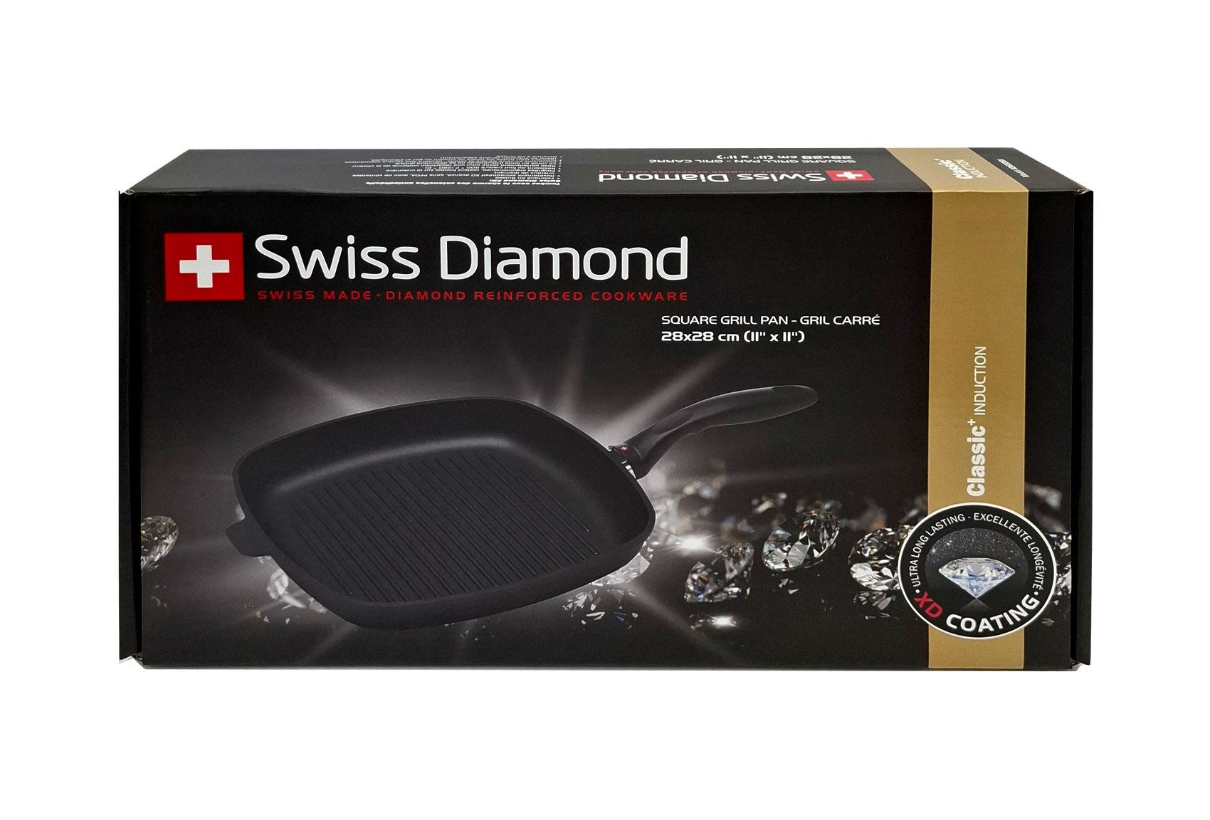 Swiss Diamond Grillpfanne Swiss Diamond XD63281I Antihaft-Grillpfanne quadratisch 28x28 cm