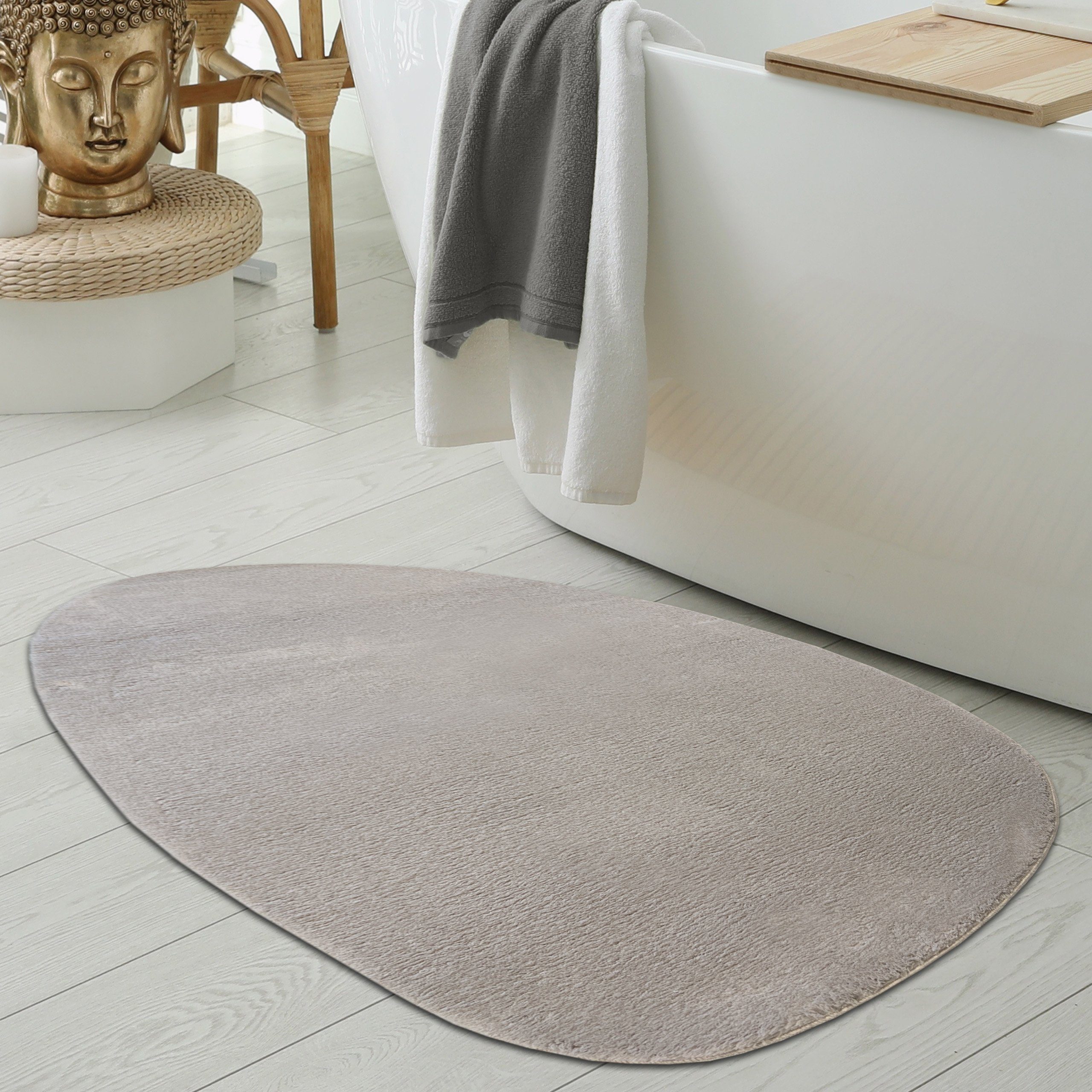 Teppich Ovaler sand, mm Vorleger rechteckig, 16 – Badezimmer – schön weich Teppich Höhe: Teppich-Traum