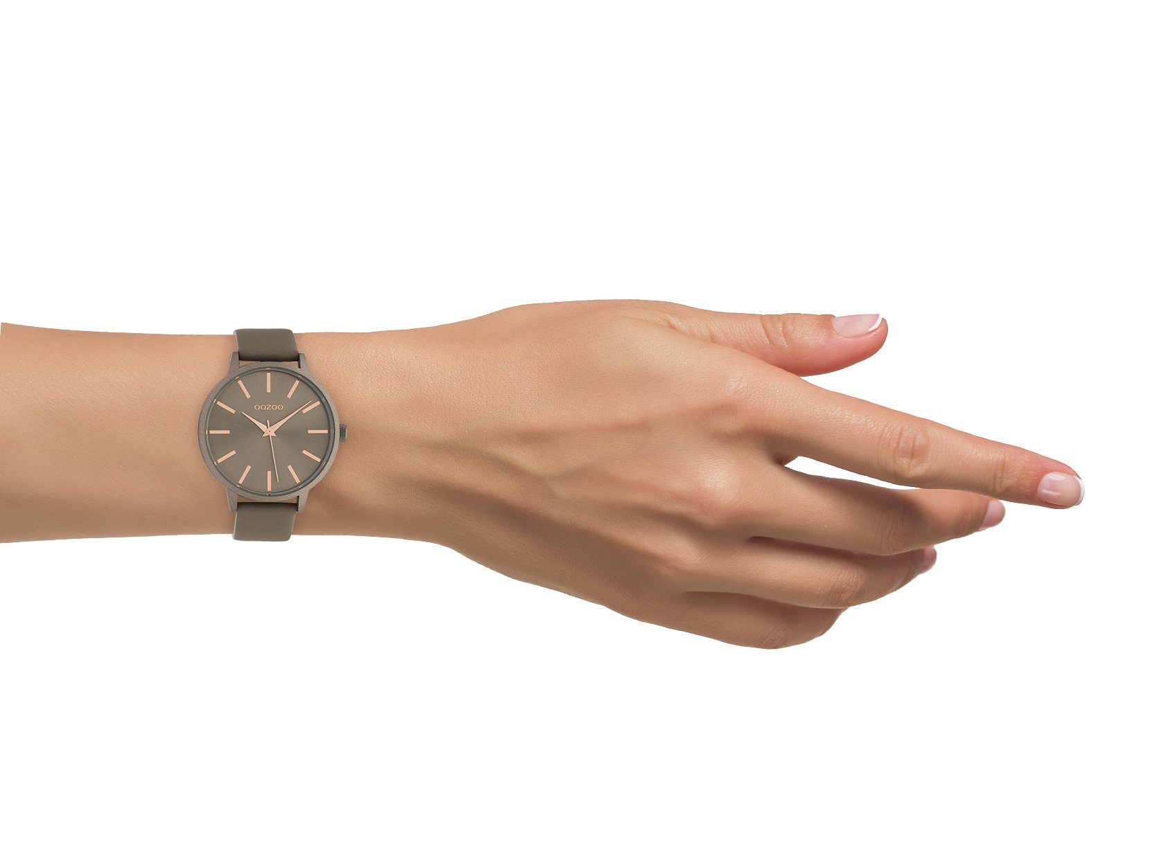 OOZOO Quarzuhr Damenuhr C10612 Armbanduhr Taupe Lederband 42 mm günstig online kaufen