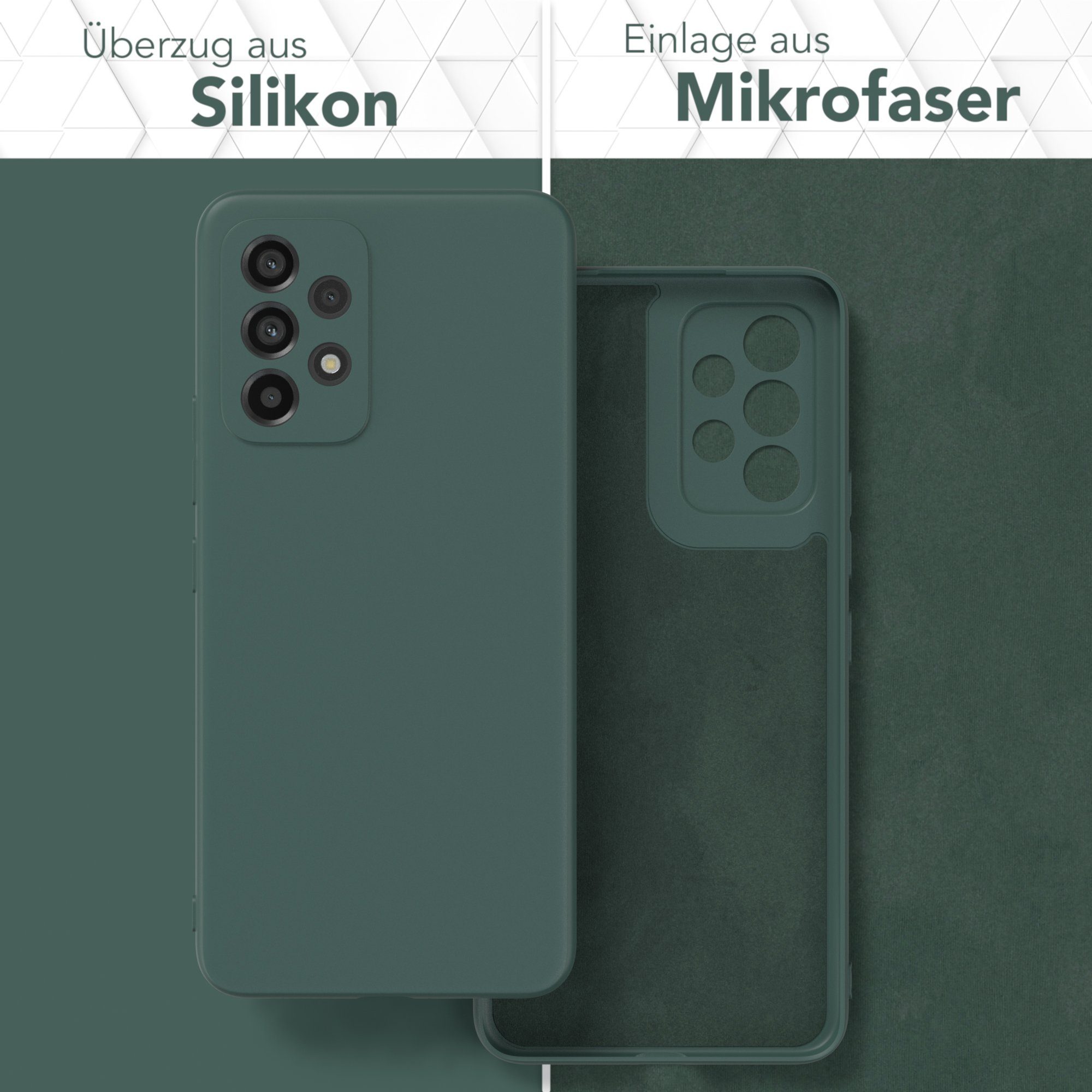 EAZY CASE Handyhülle für Samsung Galaxy A53 5G Hülle Silikon 6,5 Zoll, Silikon Schutzhülle mit Kameraschutz kratzfest bumper Grün / Nachtgrün