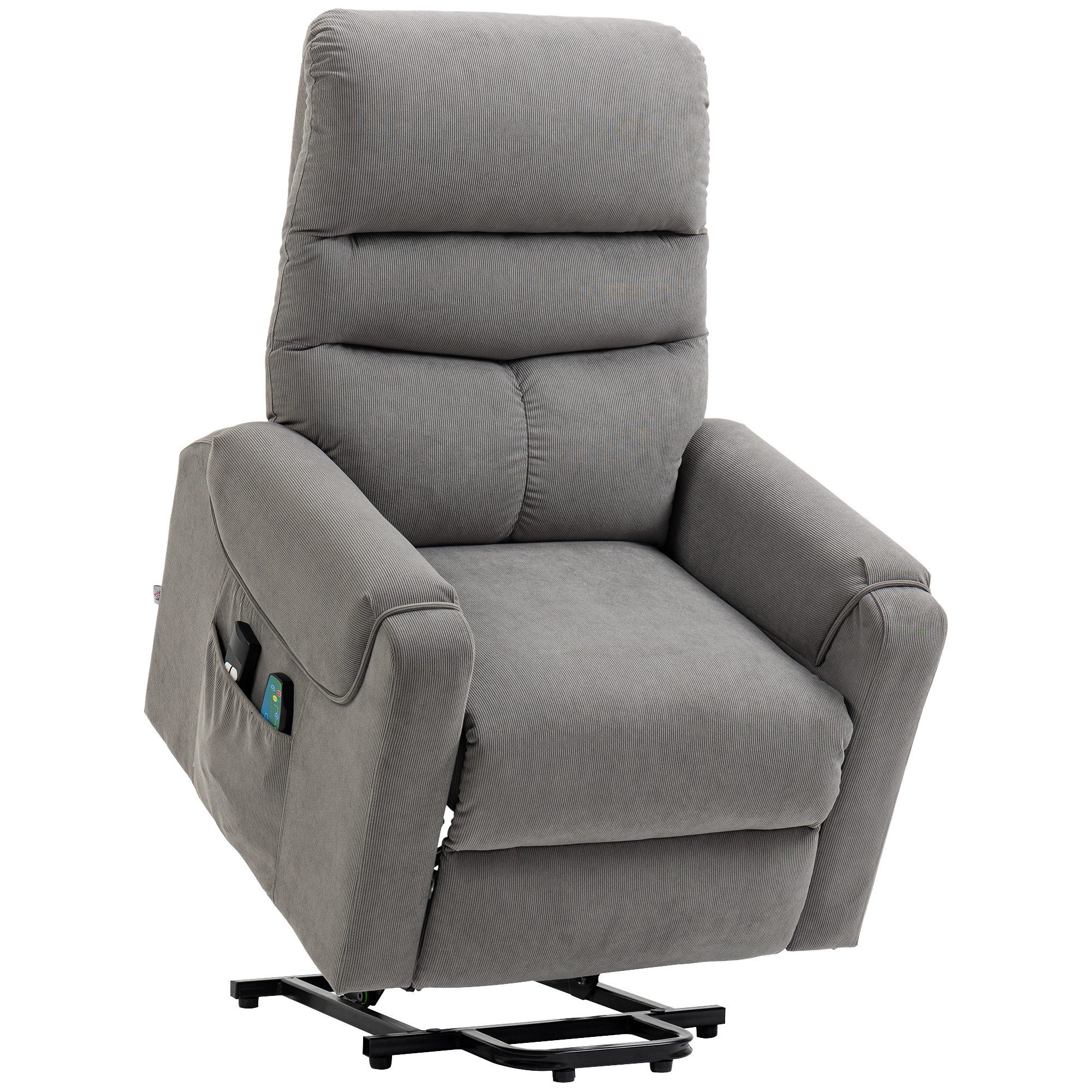 HOMCOM Massagesessel Fernsehsessel mit Aufstehhilfe, Massagesessel mit Liegefunktion (Aufstehsessel, 1-St., Massagesessel), Massagesessel mit Aufstehhilfe, Dunk – Bild 2 von 5