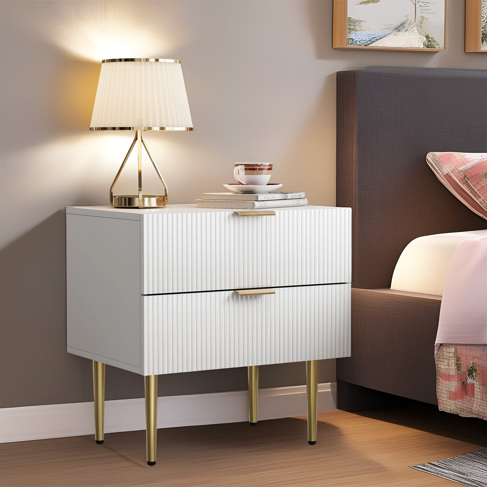 OKWISH Nachttisch Kommode,Nightstand mit 2 Schubladen günstig online kaufen
