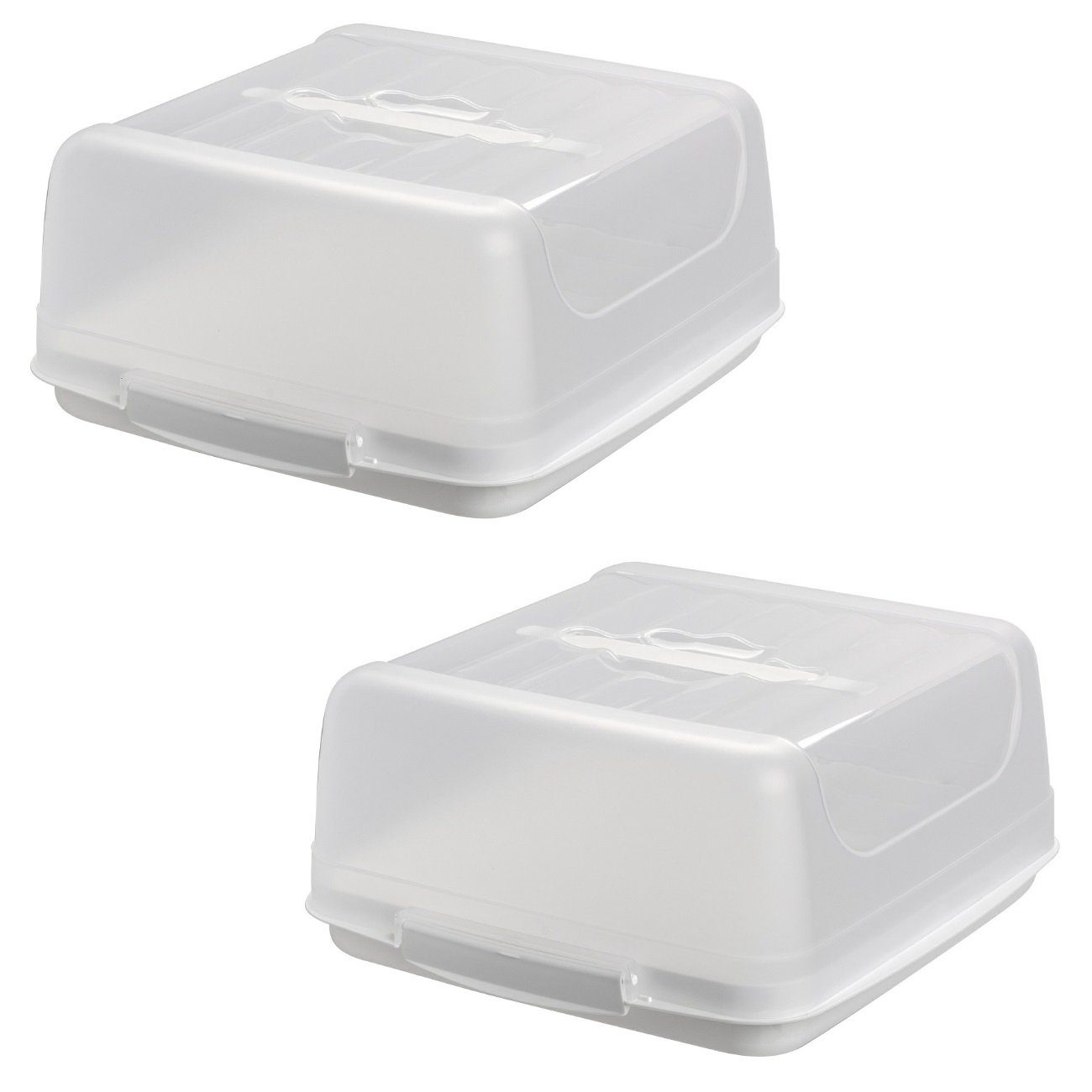 Engelland Kuchentransportbox Kleine Kuchenbox mit transparentem Deckel, Kunststoff, (Vorteils-Set, 2-tlg., sicheres Transportieren), mit Tragegriff und Klickverschluss, BPA-frei, rechteckig, Kunststoff