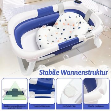 Randaco Babybadewanne Babybadewanne Babywanne Faltbar mit Babywannenmatte Kinder (Blau)