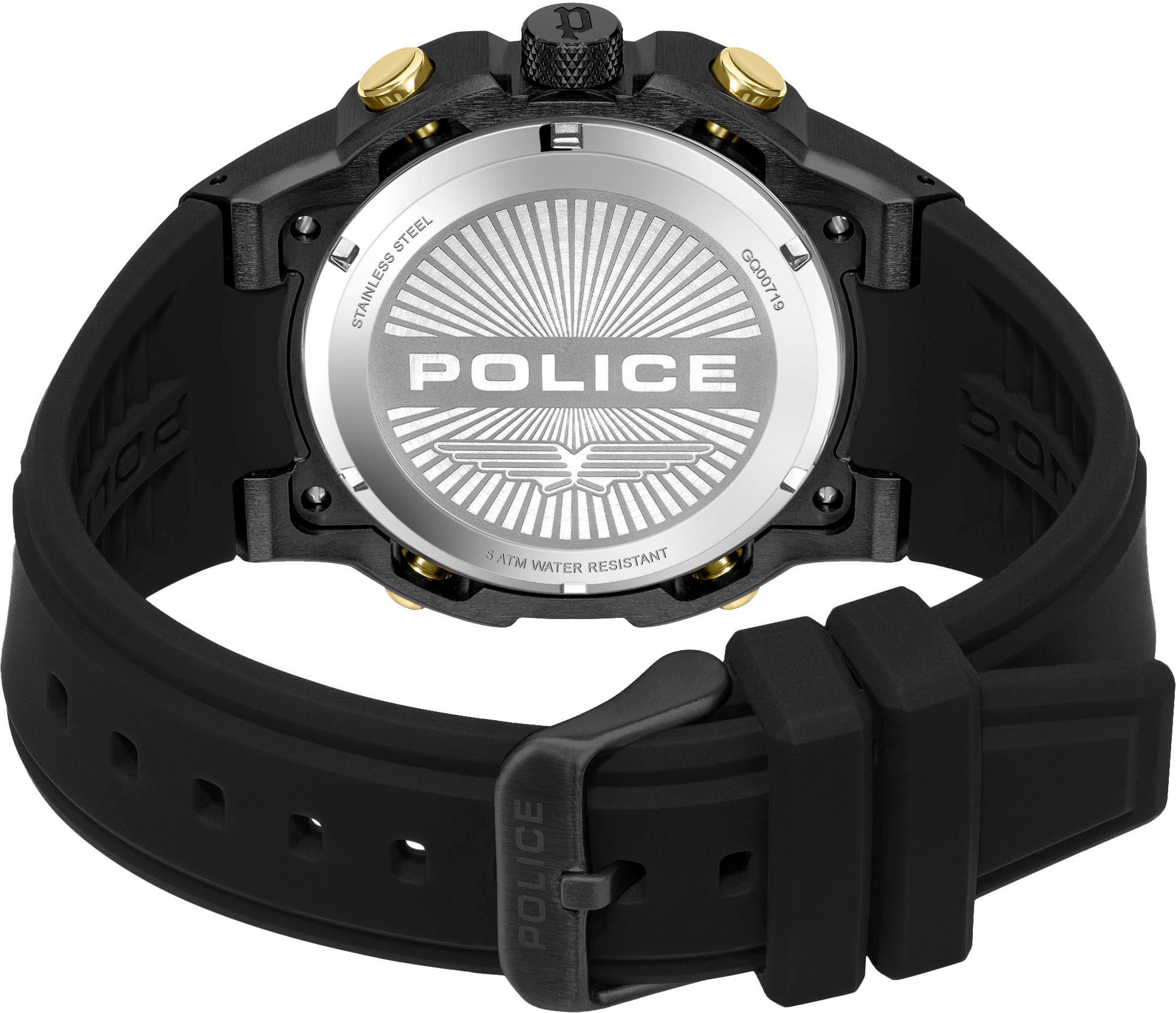 Police Multifunktionsuhr CHALLANGER PEWGQ0071901, Quarzuhr, Armbanduhr, Herrenuhr, Silikonarmband, analog