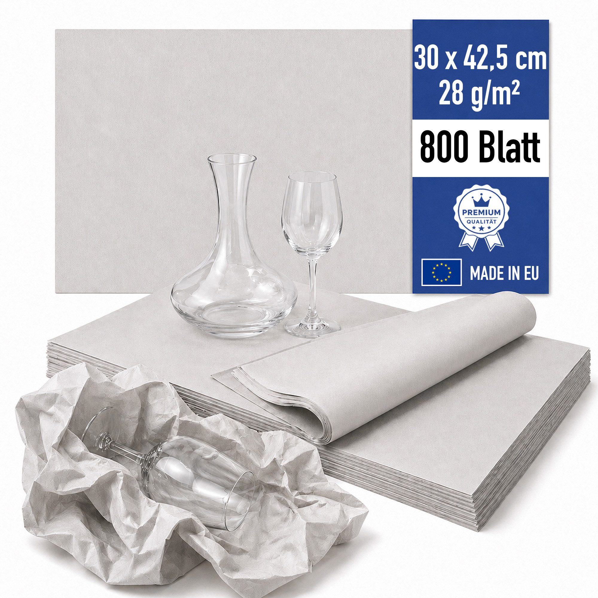 Papieronkel Seidenpapier Packseide Packpapier Bögen 30x42,5cm 28g/m² für Packen Umzug Geschirr, 100% Öko-Recycling, Einschlagpapier zum Einwickeln, weich & staubarm