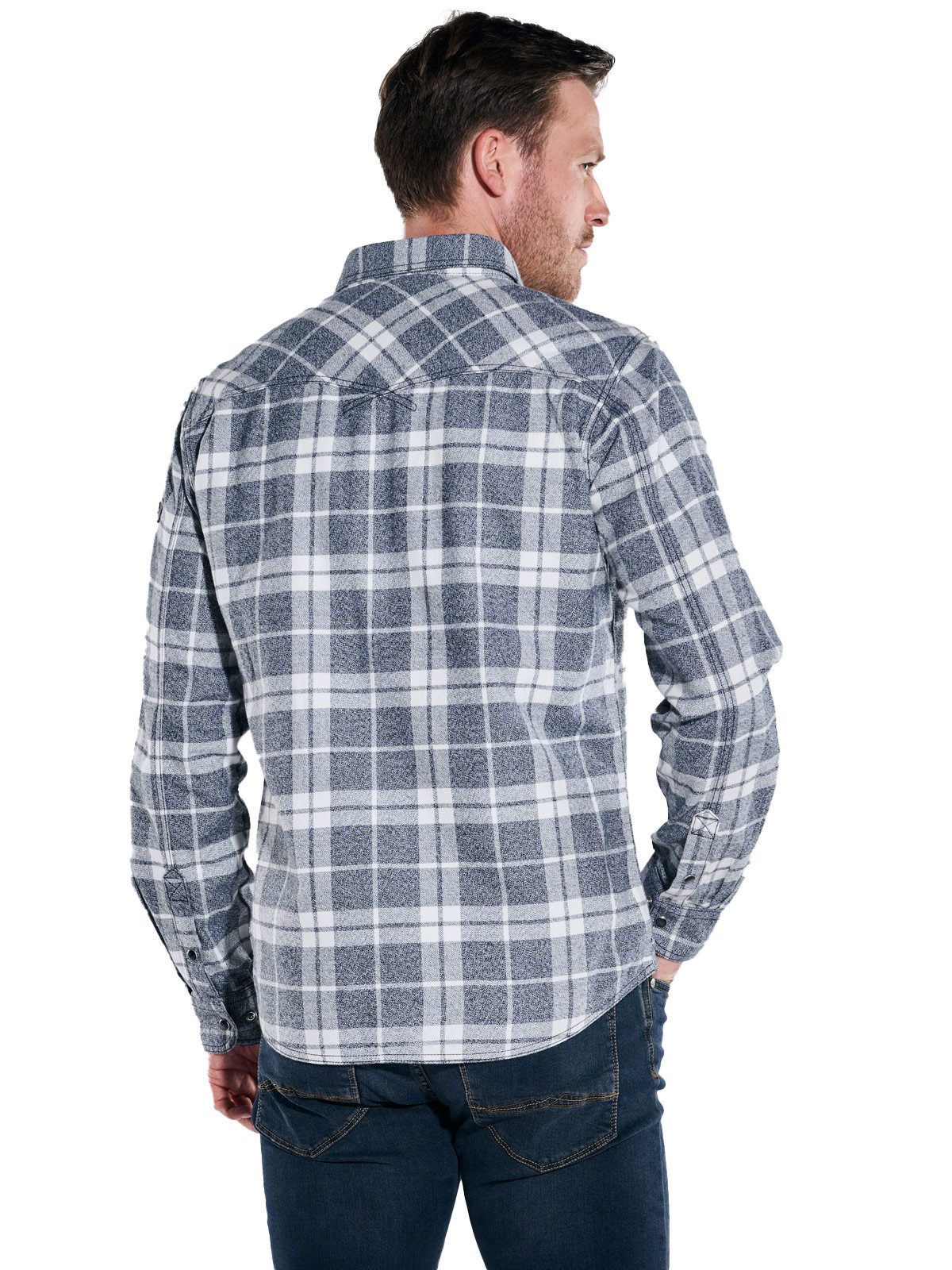 Engbers Langarmhemd Herren Overshirt kariert, Anthrazit günstig online kaufen