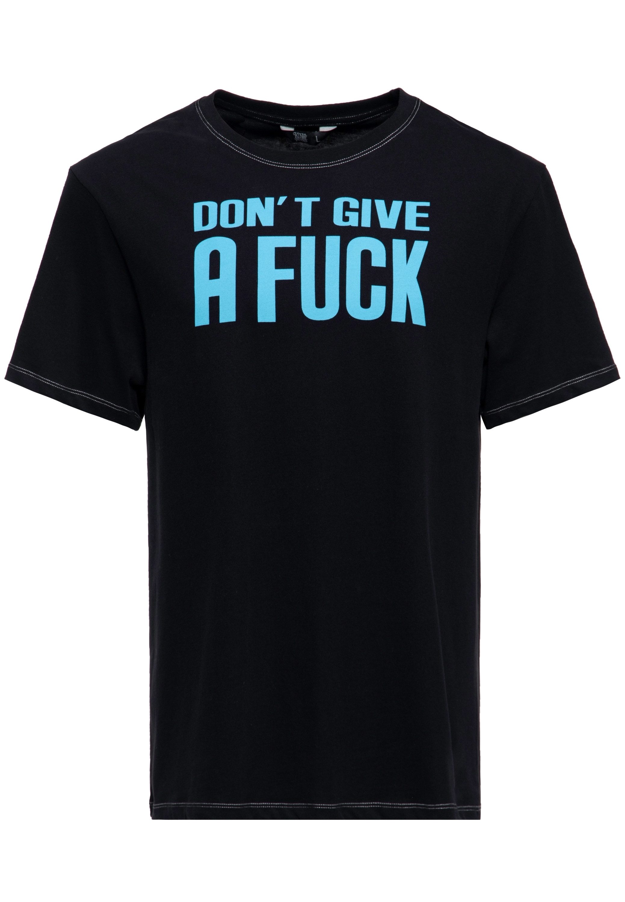 KingKerosin Print-Shirt Don't Give a Fuck (1-tlg) mit Statement Prints vorne & hinten