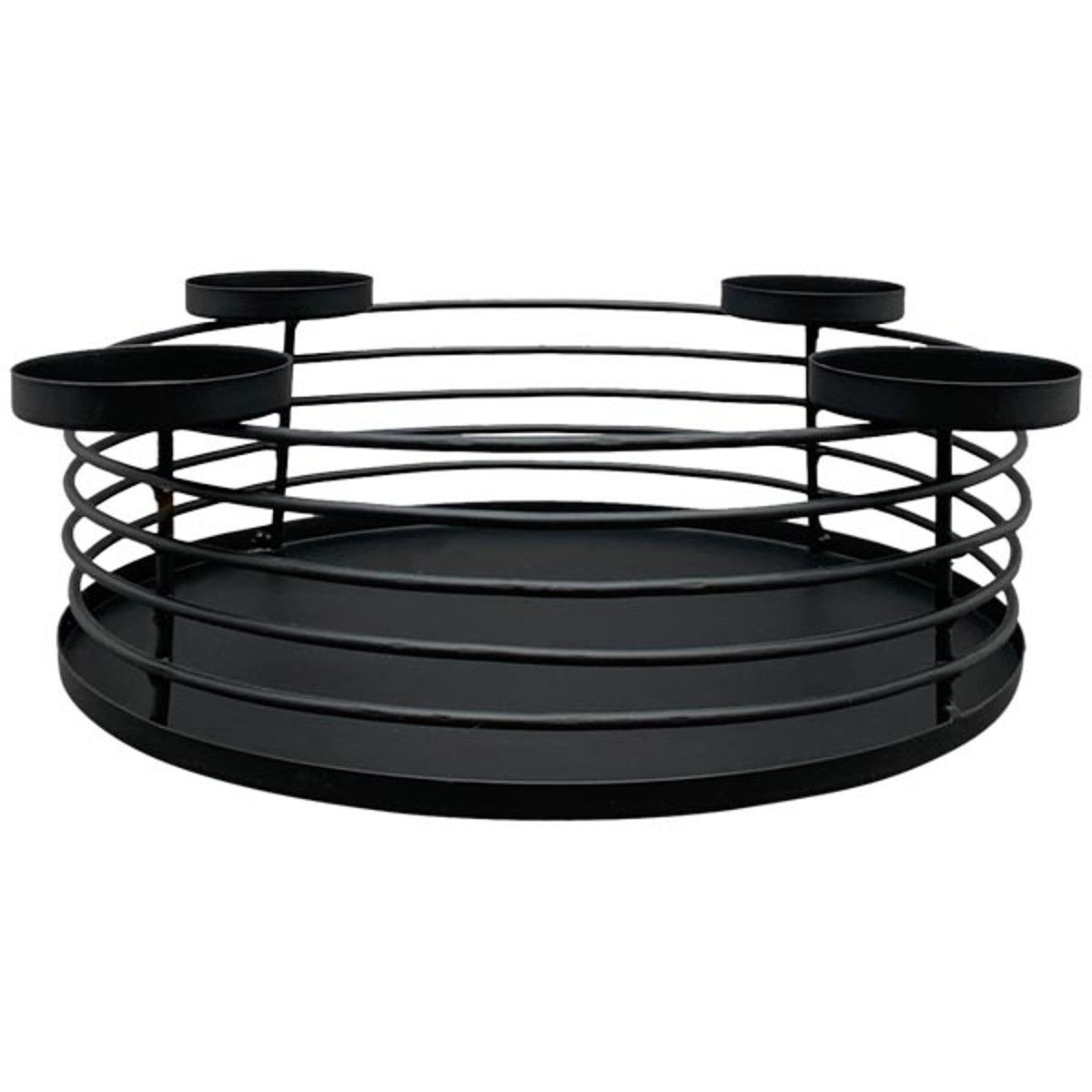 Macosa Home Adventskranz Schwarz Metall 30 cm modern elegantes Adventsgesteck, 4 Kerzenhalter Tischdekoration