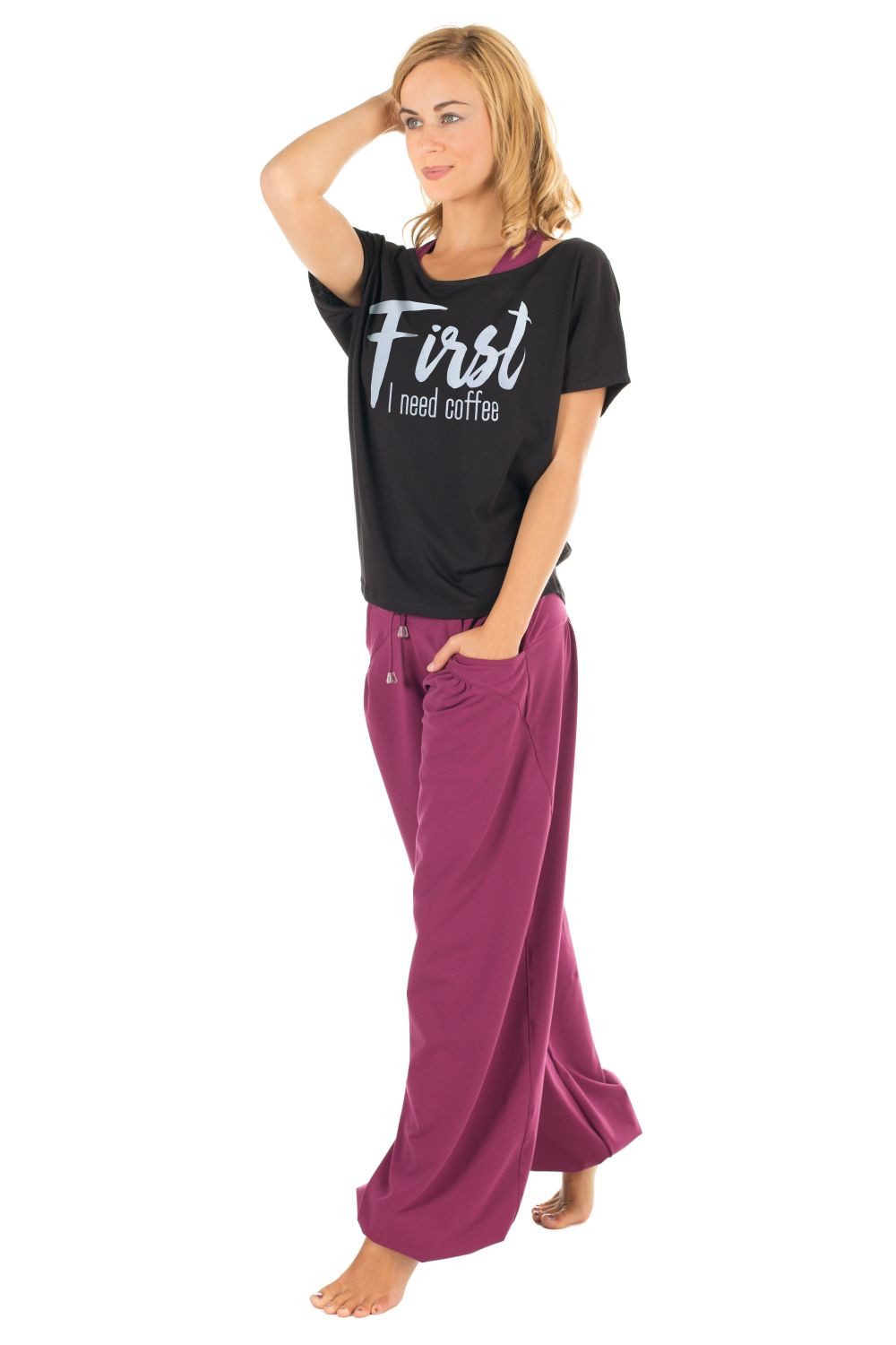 Winshape Oversize-Shirt MCT002 ultra leicht mit weißem Glitzer-Aufdruck