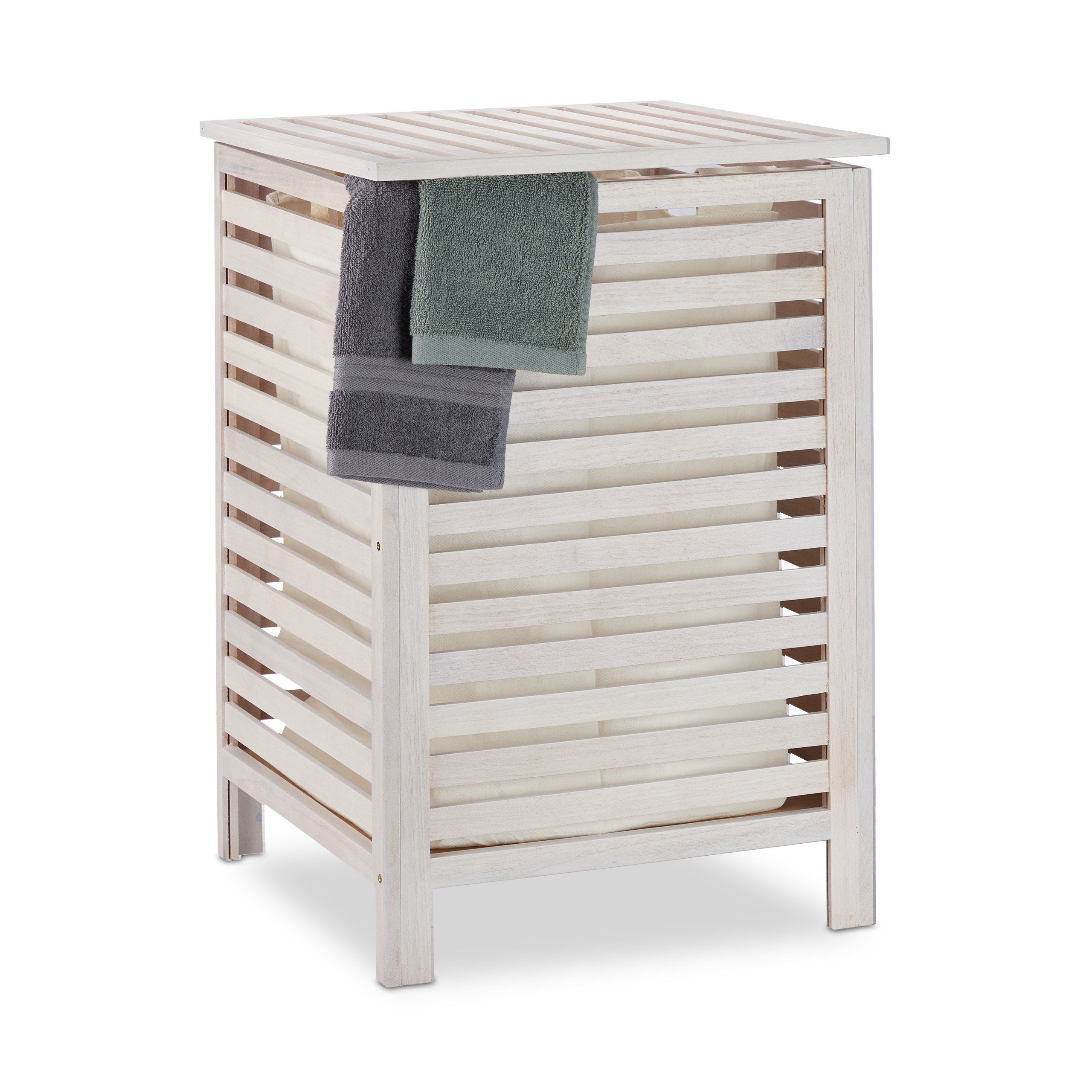 relaxdays Wäschetruhe Walnuss weiß günstig online kaufen