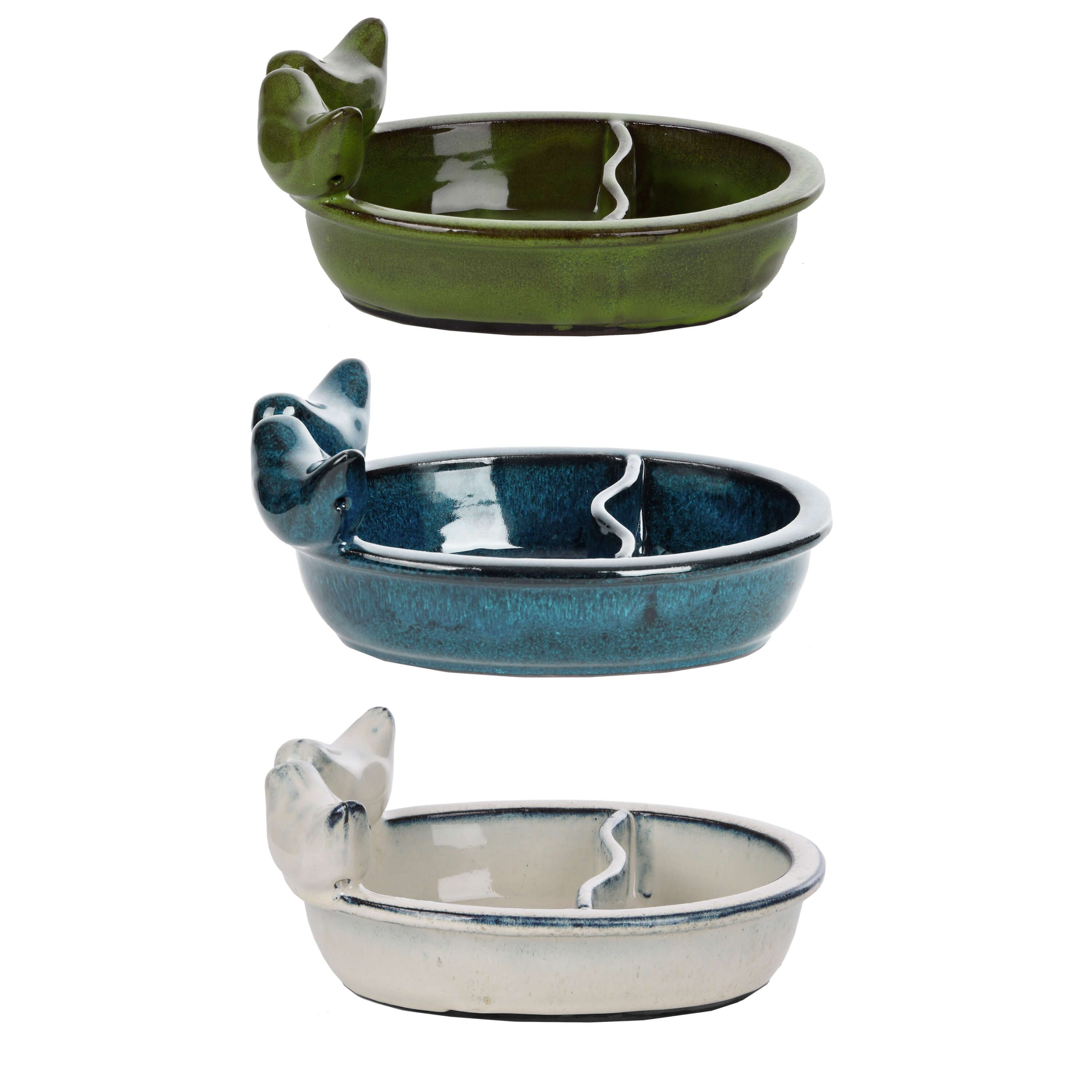 esschert design Vogeltränke Stilvoll und funktional: Unsere 2 in1 Keramik-Futter- und Trinkschalen