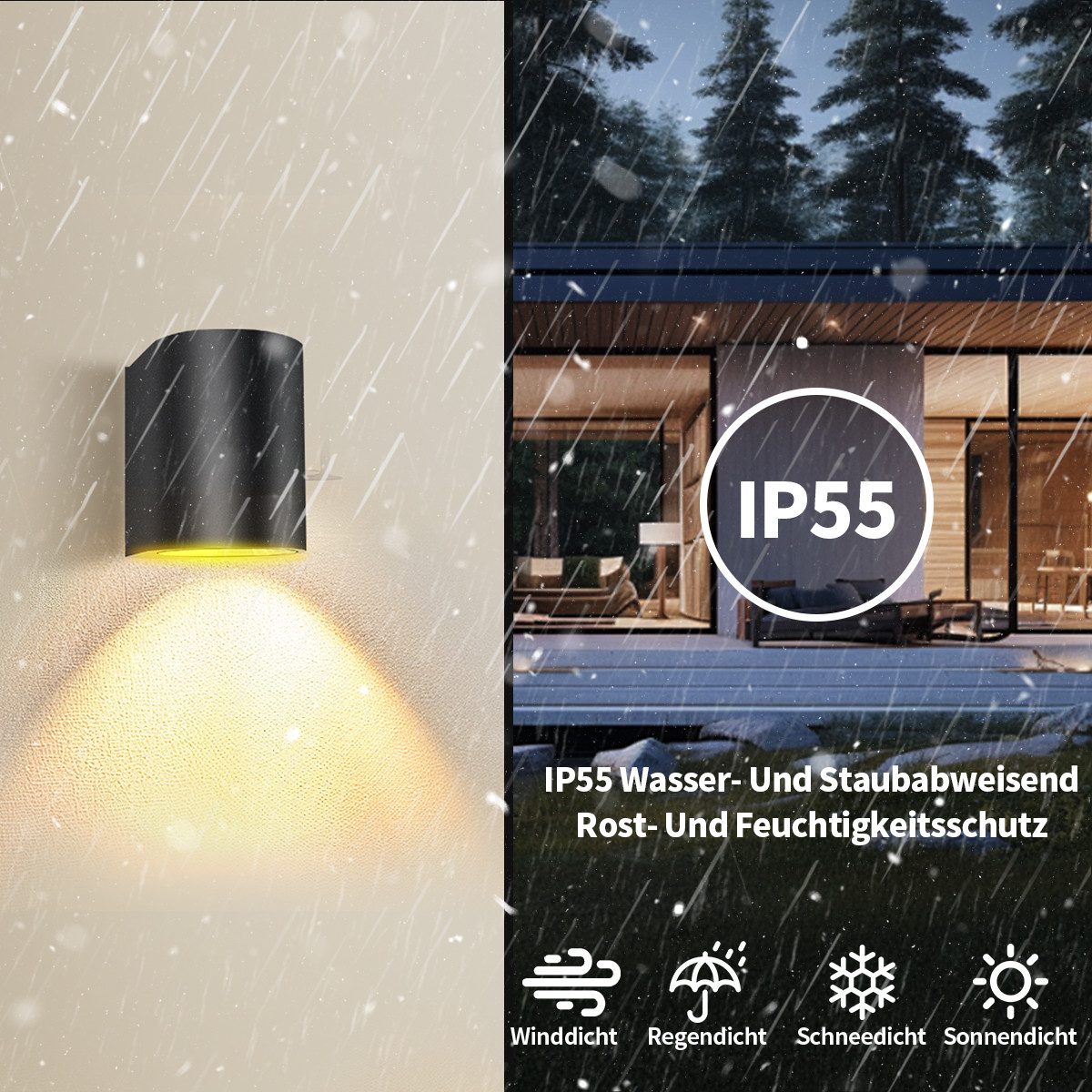 Simloveve LED Wandleuchte Außen-Wandleuchte,IP55 Wandlampe, 3W, günstig online kaufen