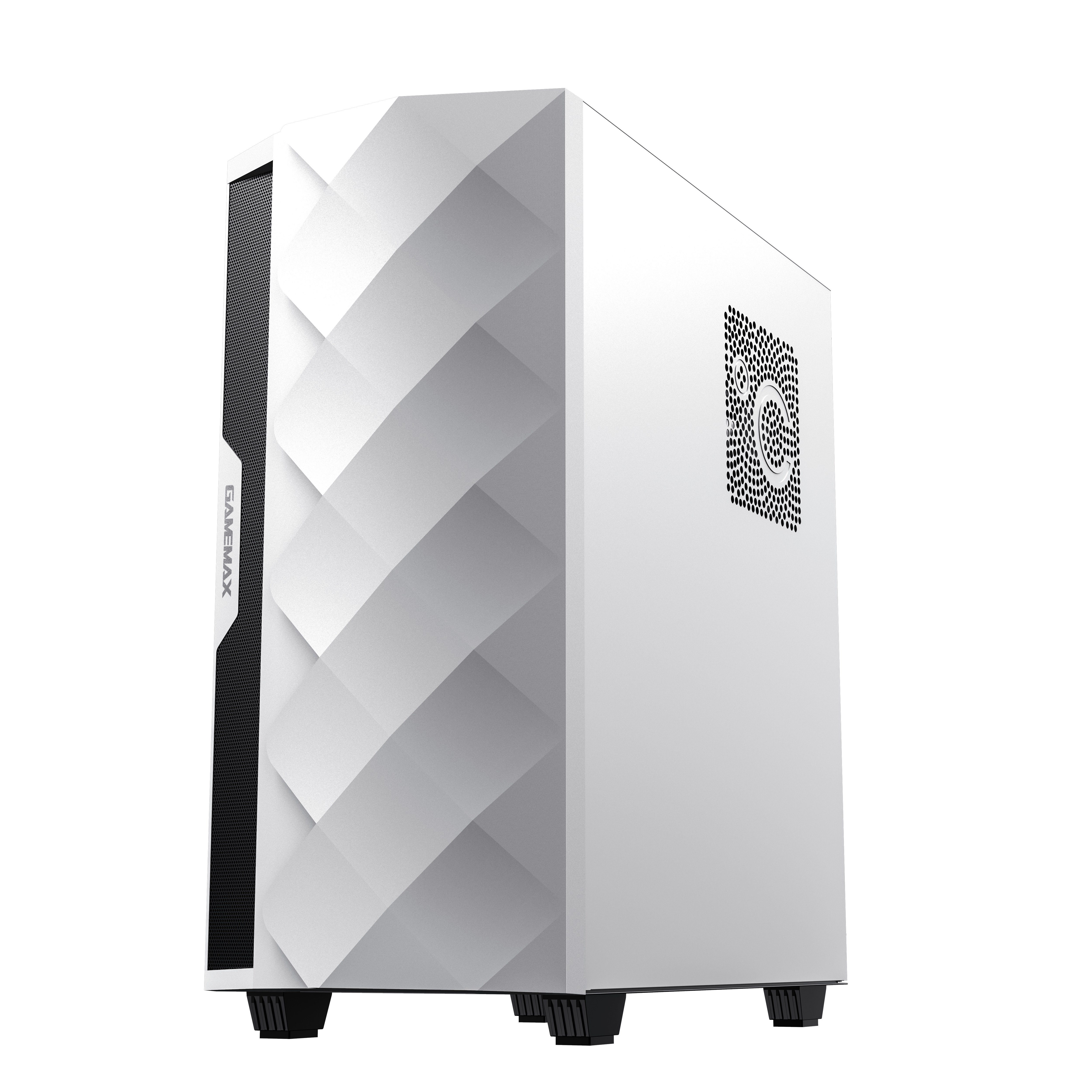 GAMEMAX Gaming-Gehäuse Diamond COC WT Midi-Tower USB3.0*1+1xUSB2.0, (gehärtetes Glas), HD-Audio, ATX inkl. 14cm Turbo COC Lüfter, weiß – Bild 5 von 5