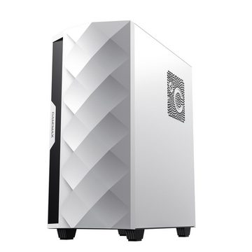 GAMEMAX Gaming-Gehäuse Diamond COC WT Midi-Tower USB3.0*1+1xUSB2.0, (gehärtetes Glas), HD-Audio, ATX inkl. 14cm Turbo COC Lüfter, weiß