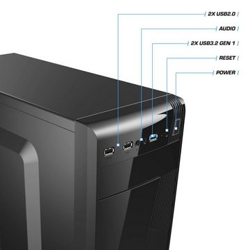 Kiebel Premium Office PC (Intel Core i3 Intel Core i3-10100, HD Graphics 630, 8 GB RAM, 500 GB SSD, Luftkühlung)