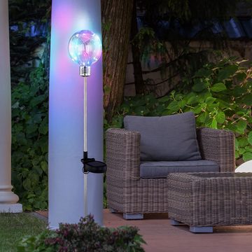 etc-shop LED Gartenleuchte, LED-Leuchtmittel fest verbaut, Farbwechsel, 2x RGB LED Solar Kugel Steck Leuchten Garten Weg Beleuchtung Außen