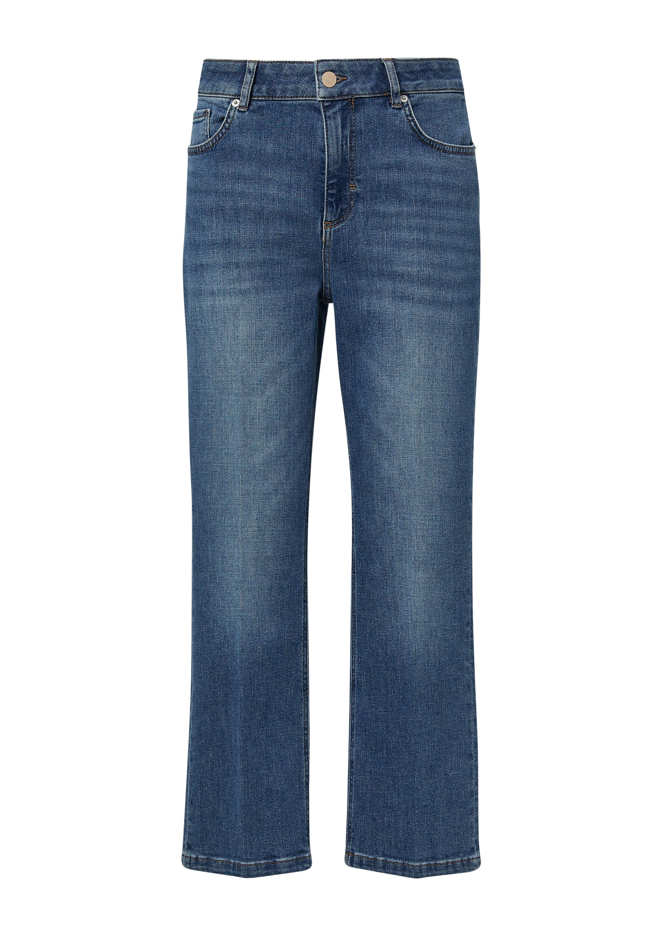 comma Weite Jeans Jeans-Hose Elastische Ankle-Jeans mit Flared Leg