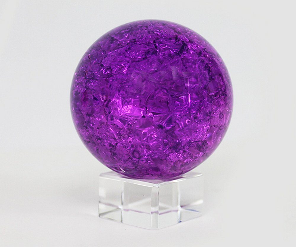 Yudu Deko-Glas Glaskugel Effekt Kugel auf Sockel Vollglas Splittereffekt
