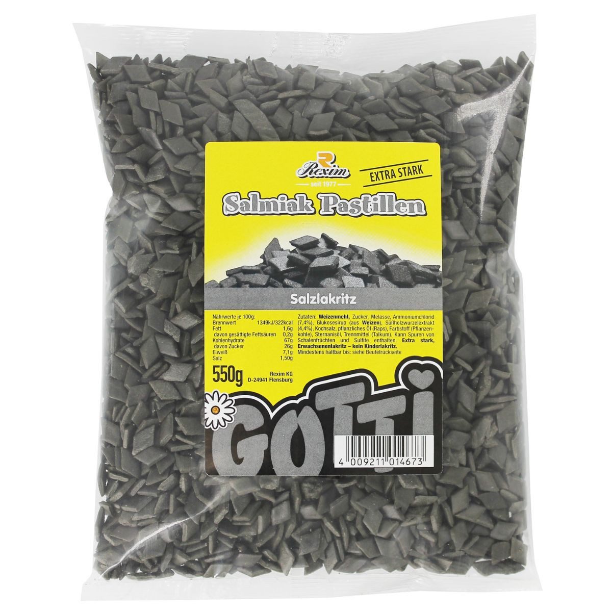 Rexim Süßigkeit Rexim Salmiak Pastillen 550g – starke Salzlakritz‑Pastillen, 550 g