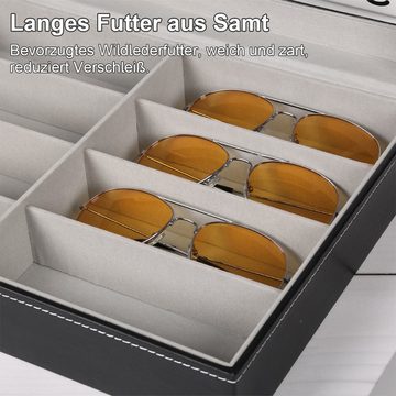Masbekte Aufbewahrungsbox Brillenetui, Brillenbox für 8 Brillen, Schmuckschatulle mit Schloss (klares Schiebedach Sonnenbrillen-Organizer), mit 8 Fächern zum Verschließen, für Schmuck, Schlüssel