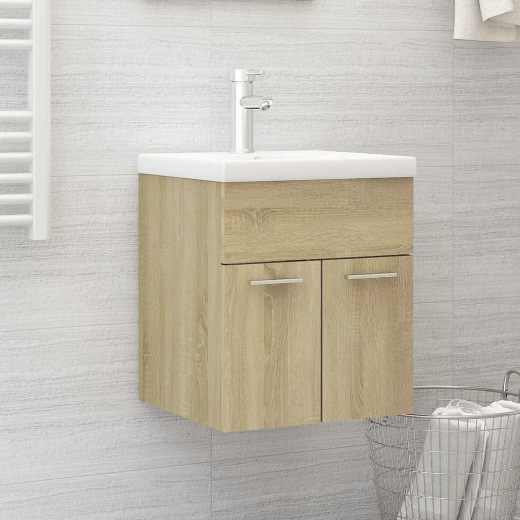 (1-St) Badezimmerspiegelschrank Sonoma-Eiche Einbaubecken Waschbeckenunterschrank Sonoma Eiche Holzwerkstoff vidaXL