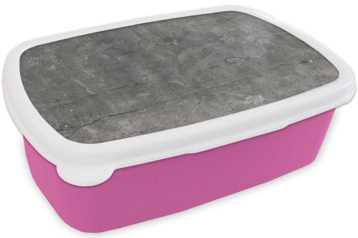 MuchoWow Lunchbox Beton Snackbox, Kunststoff, Wand Brotbox Mädchen, Brotdose - Zement, für (2-tlg), Erwachsene, - rosa Kinder, Kunststoff