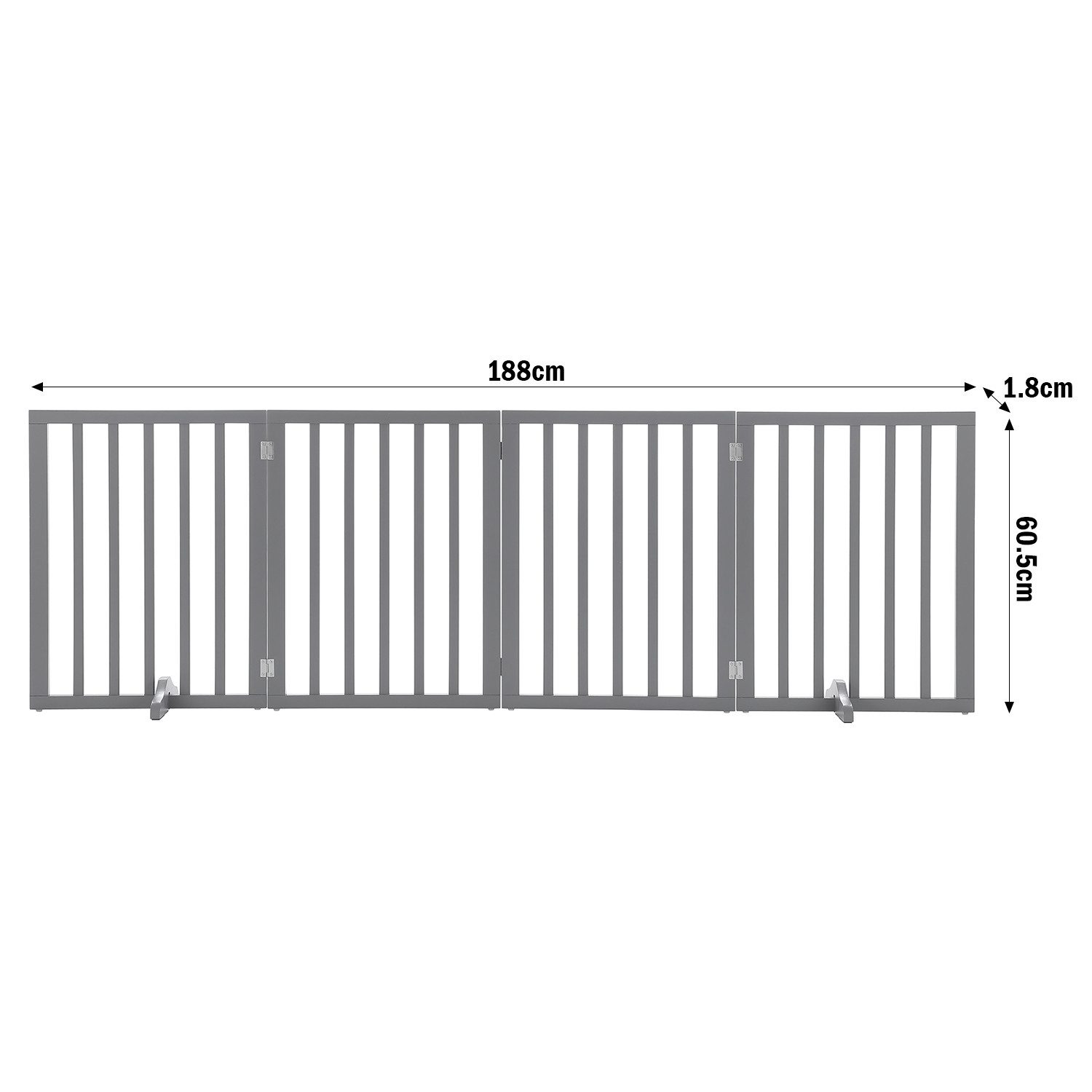 DARDVORLAG Schutzgitter 4tlg. Absperrgitter Freistehend Hundegitter 60cm hoch Treppengitter, mit 4 Gitterelementen und 2 Stützfüßen