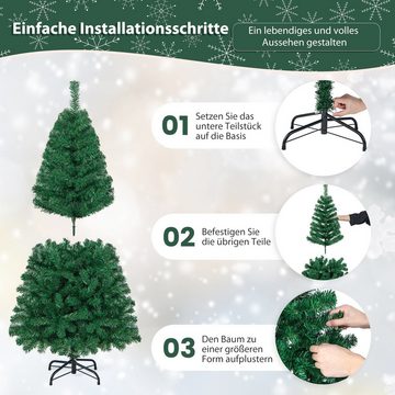 COSTWAY Künstlicher Weihnachtsbaum, 150cm, mit 350 PVC Zweige, Metallständer