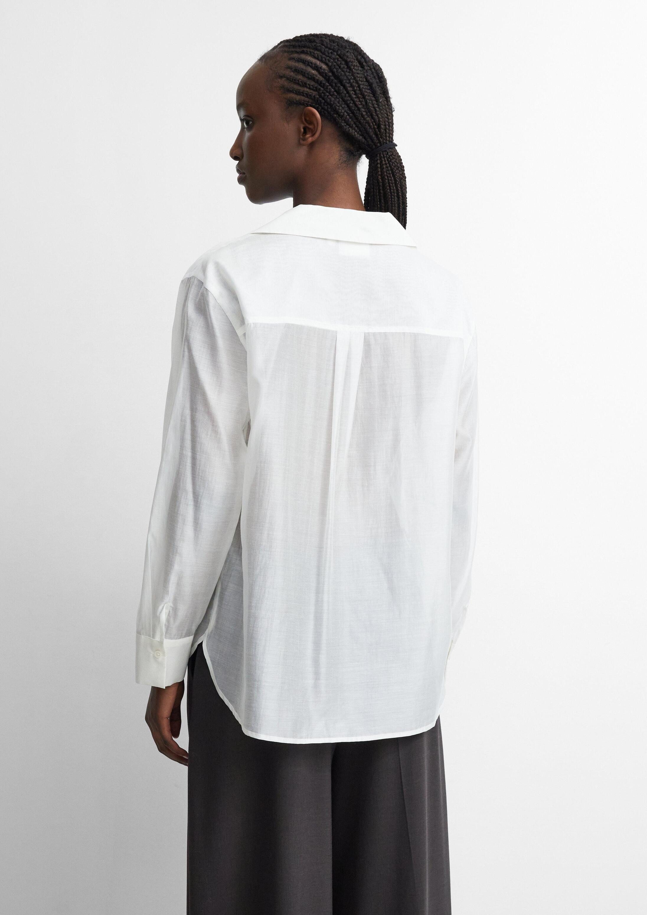 comma Langarmbluse Bluse Transparente Organza-bluse mit aufgesetzten Taschen