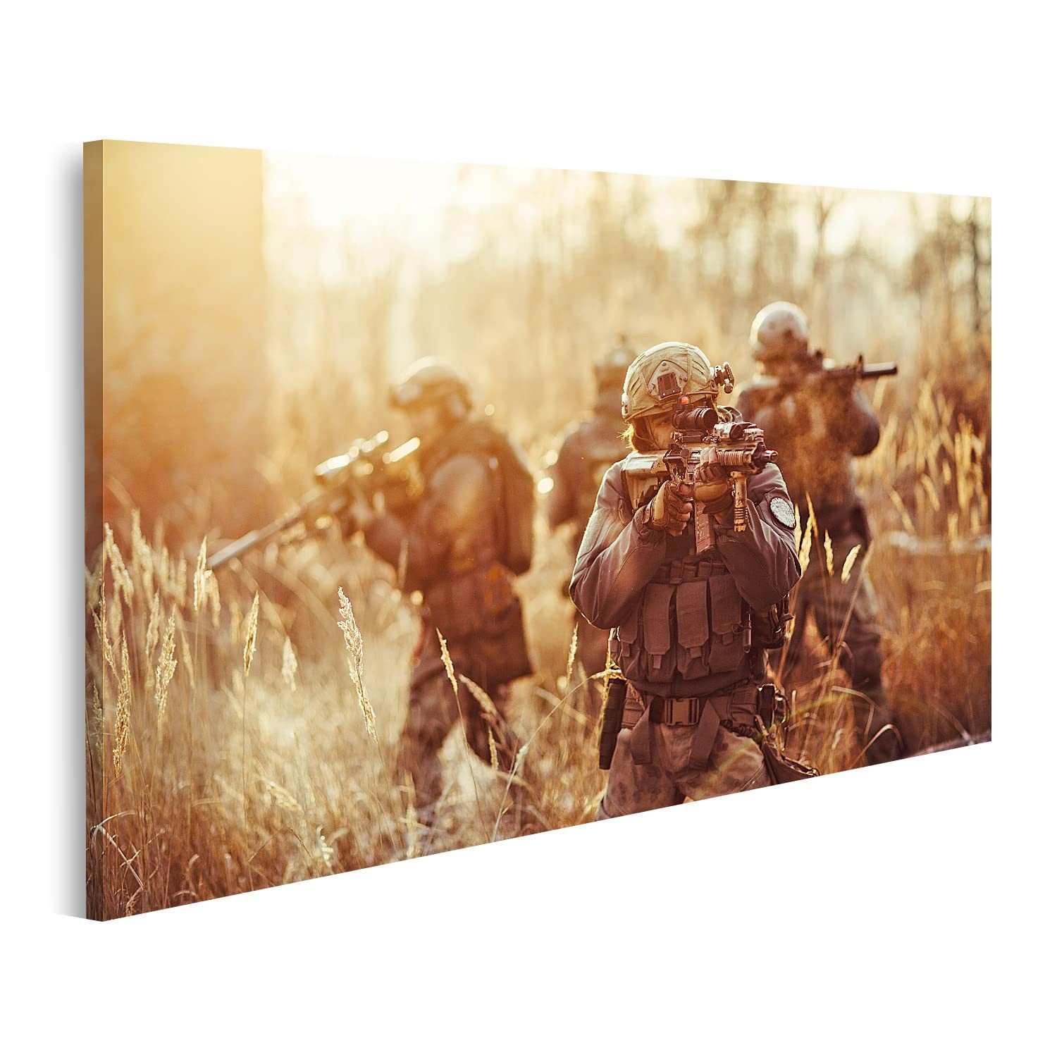 islandburner Leinwandbild Soldaten Waffen Feld Ranger Gewehr Zielscheibe ABWE-1P