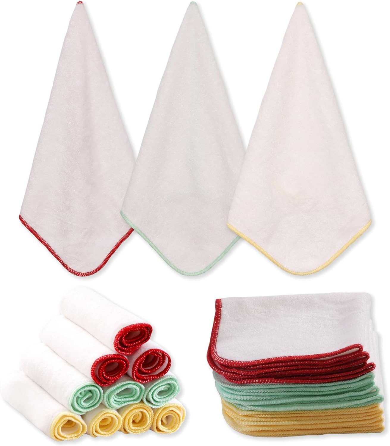Montegoni Waschlappen Bambus Waschlappen 12er Set 25x25cm Baby Waschhandschuh weich, (Mehrfachset Waschlappen), Ultraweich, Saugstark, Wiederverwendbar, Hautfreundlich, Nachhaltig