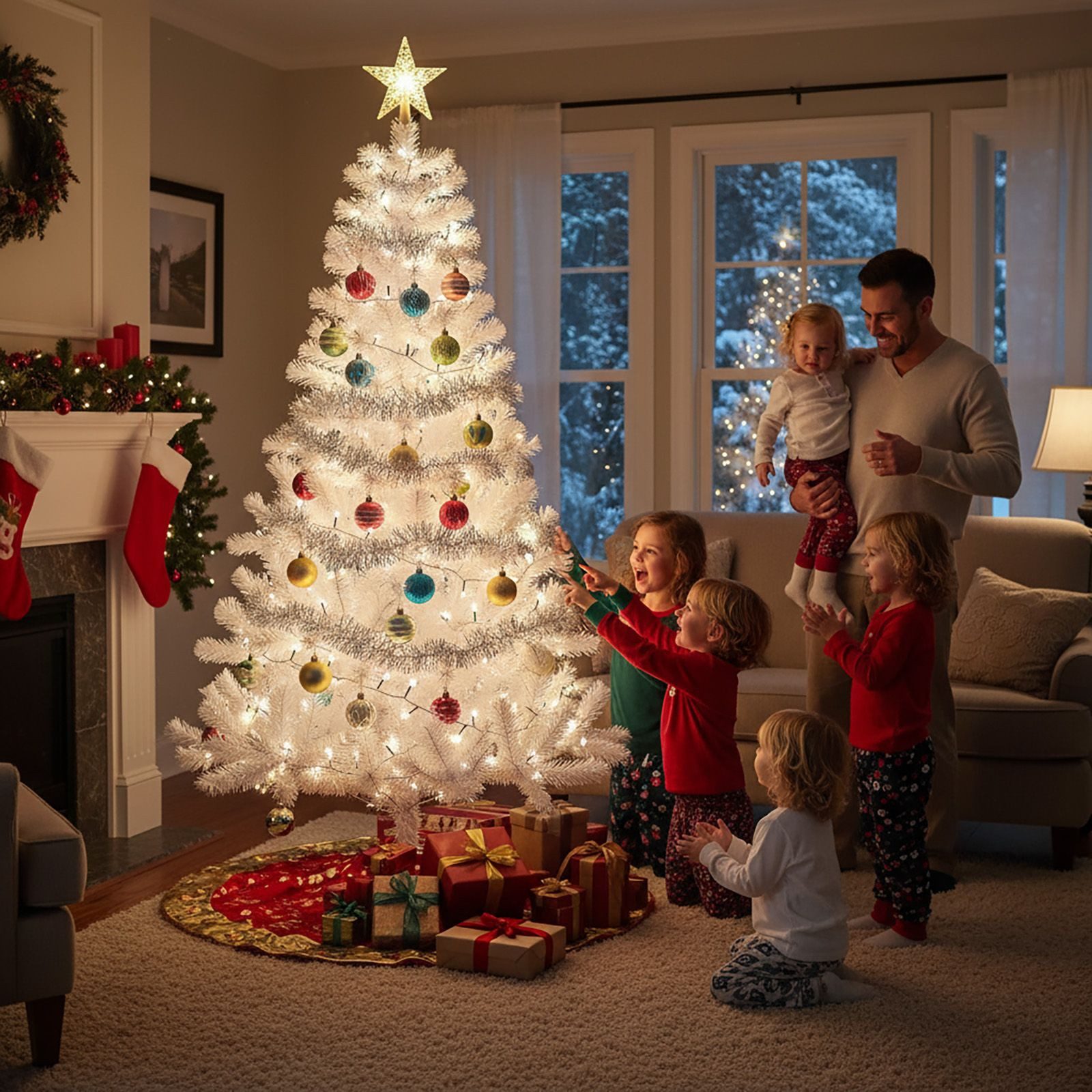 BURI Künstlicher Weihnachtsbaum Künstlicher Weihnachtsbaum Tannenbaum Christbaum Kunstbaum Weiß 120cm