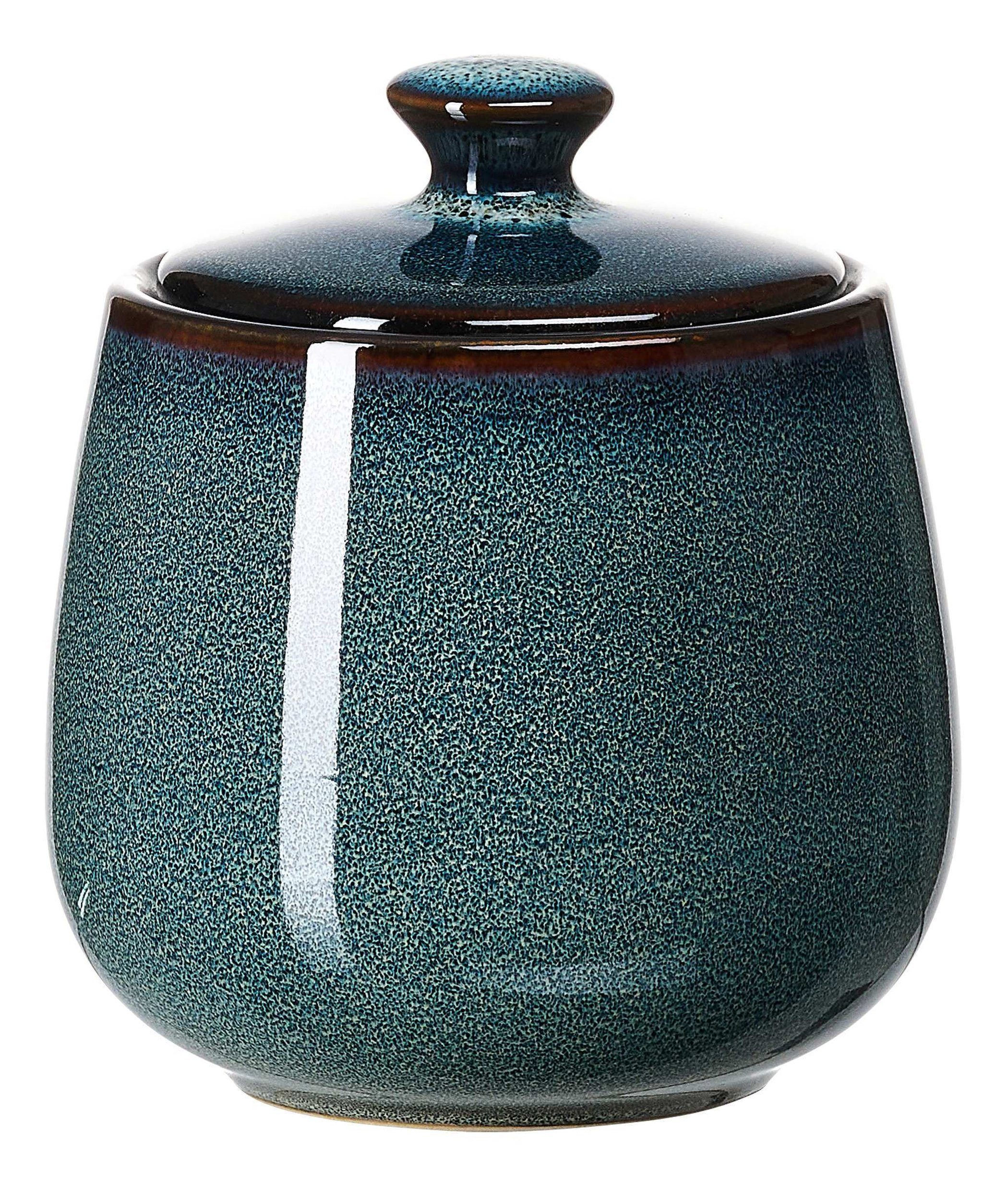 Ritzenhoff & Breker Zuckerdose Zuckerdose Bali aus Steinzeug in Blau 9x9x10 cm, Steinzeug, (1-tlg), Reaktivglasur Unikat Charakter