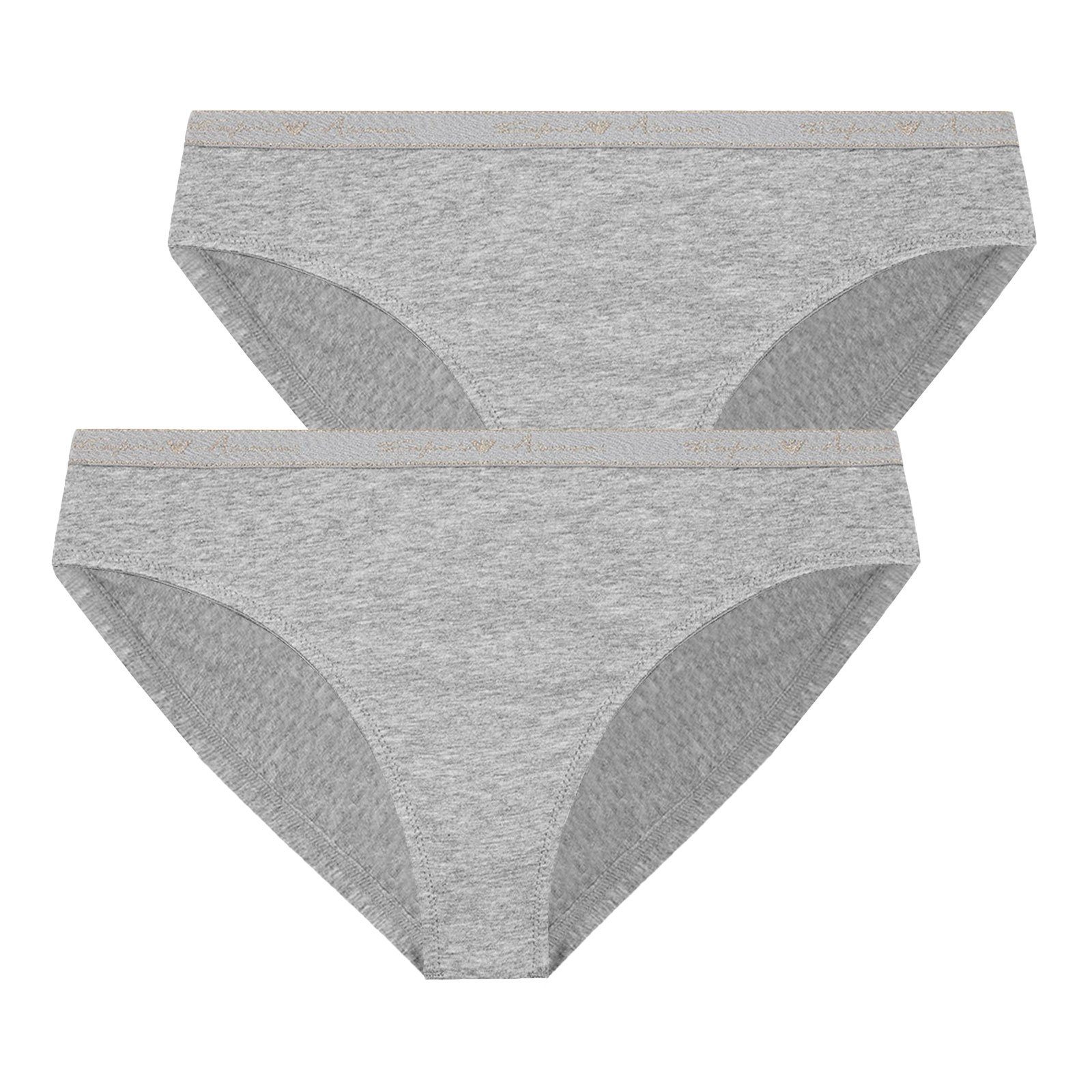 Emporio Armani Slip Brief Stretch Cotton (2er Set) mit glitzernden Markenschriftzug