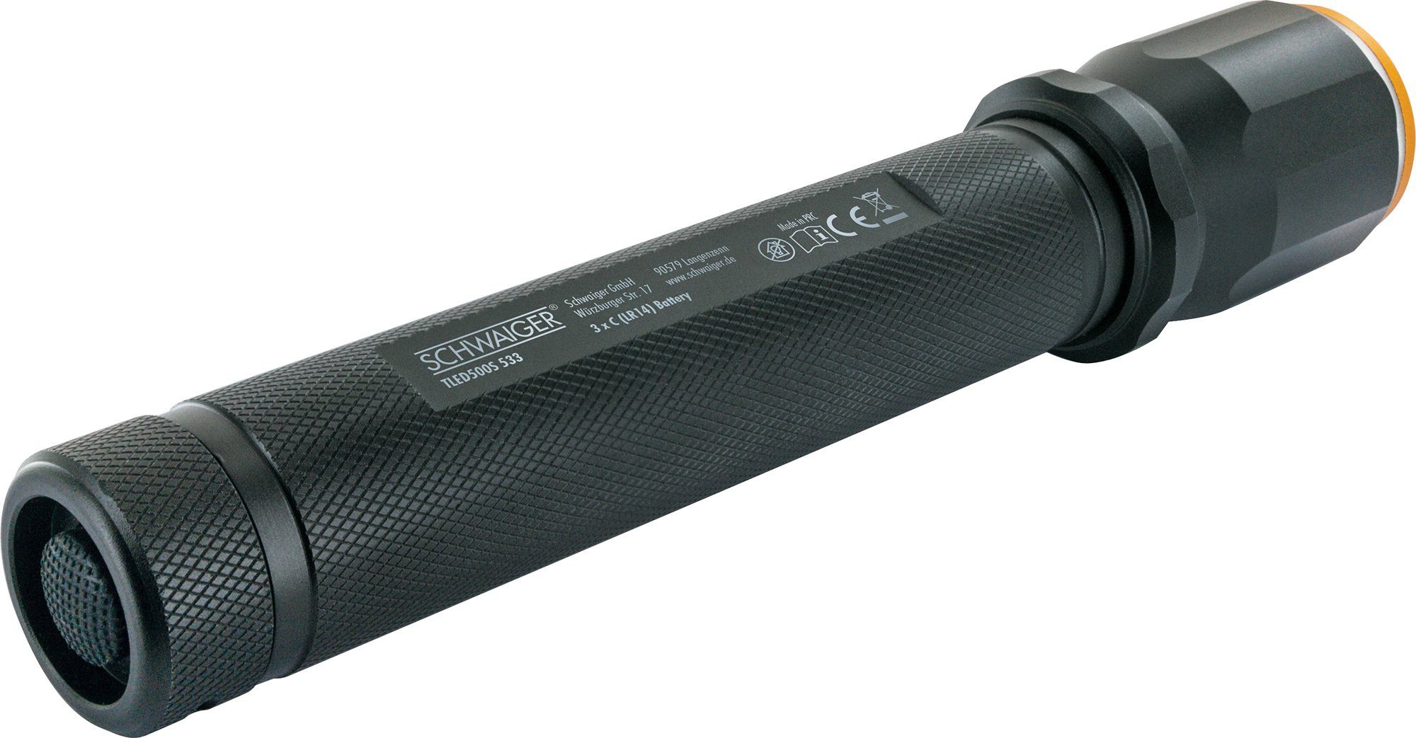 Schwaiger LED Taschenlampe TLED500S 533 (Zoomfunktion, 1-St., schlagfest, spritzwassergeschützt), Lichtkegel einstellbar