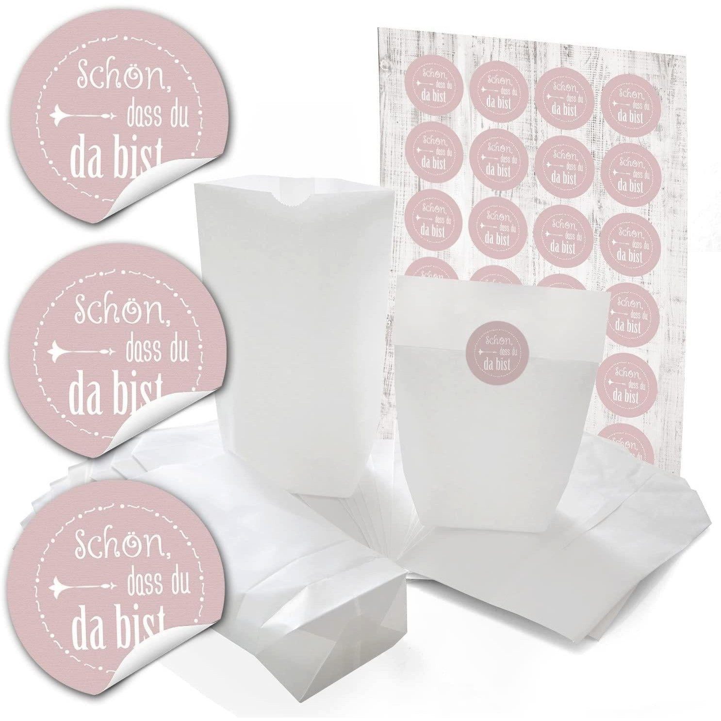 Logbuch-Verlag Geschenkpapier 24 kleine weiße Papiertüten mit Boden Papier-Beutel give-away Tüten 14