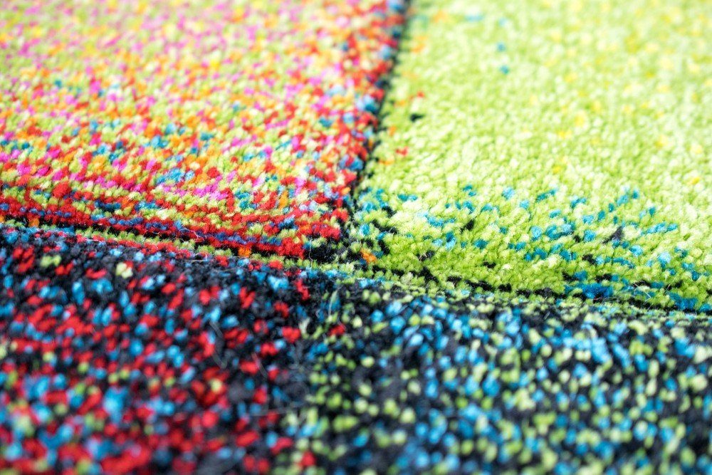Carpetia Teppich Teppich modern Teppich Wohnzimmer Karo bunt gelb rot blau grün, rechteckig, Höhe: 13 mm – Bild 4 von 5