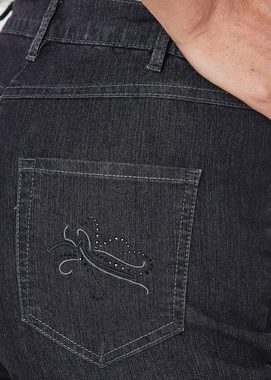 GOLDNER Bequeme Jeans Kurzgröße: Edel geschmückte Jeanshose Carla