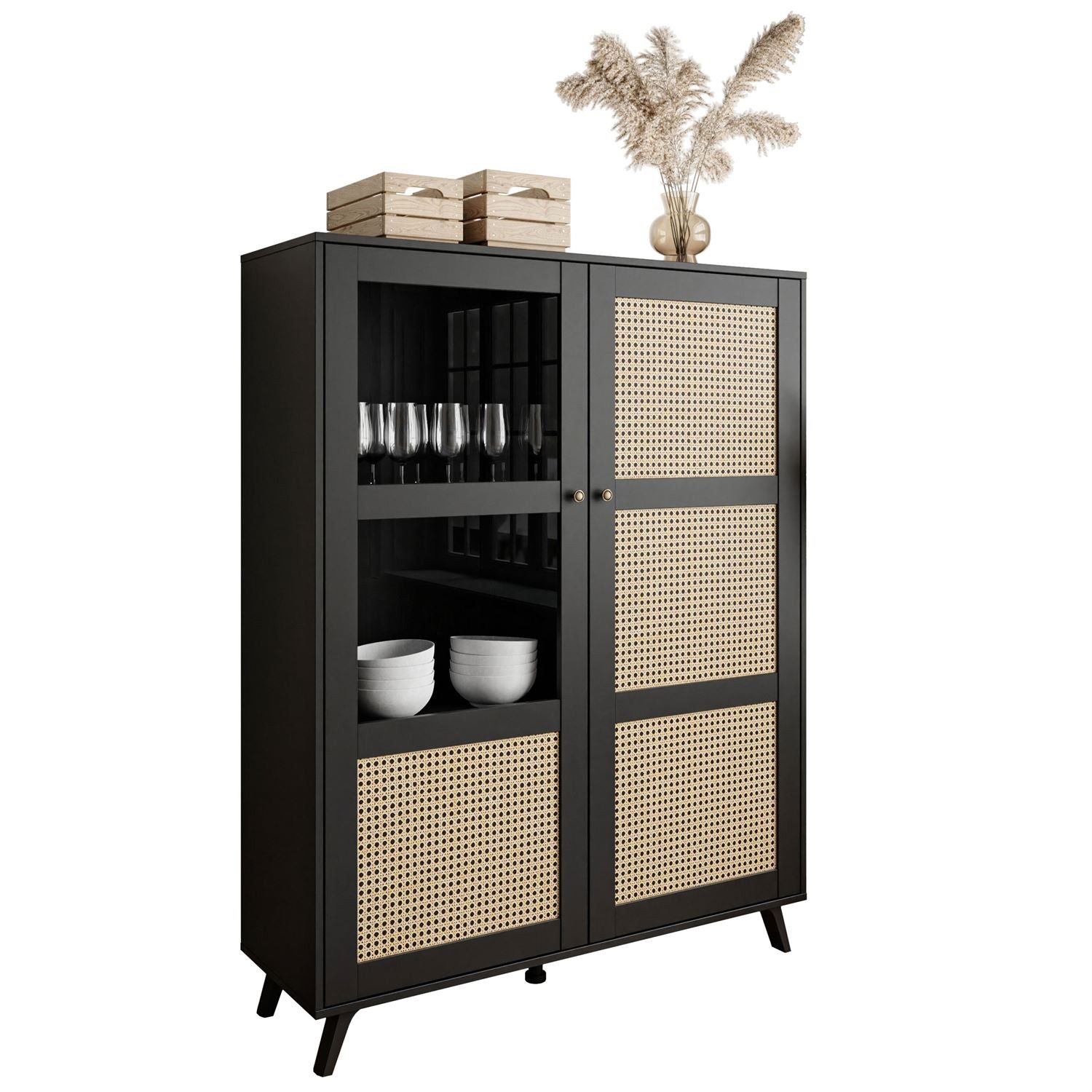 Lookway Standvitrine VIENNA 2D mit Wiener Geflechtimitation