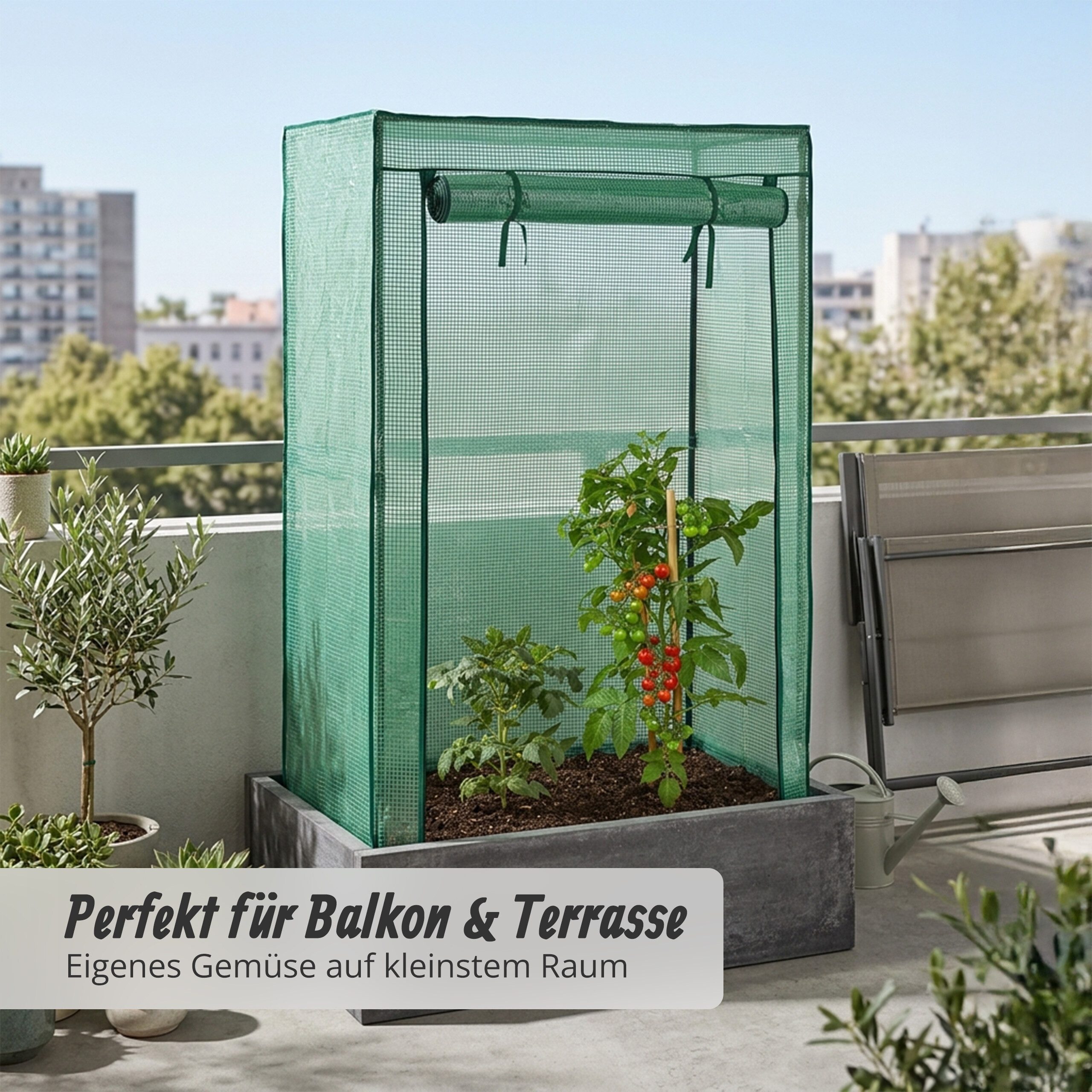 relaxdays Tomatengewächshaus für Garten und Balkon, BxTxH: 100 x 50 x 150 cm, BxLxH: 100 x 50 x 150 cm, 1-St., PE – Bild 2 von 5