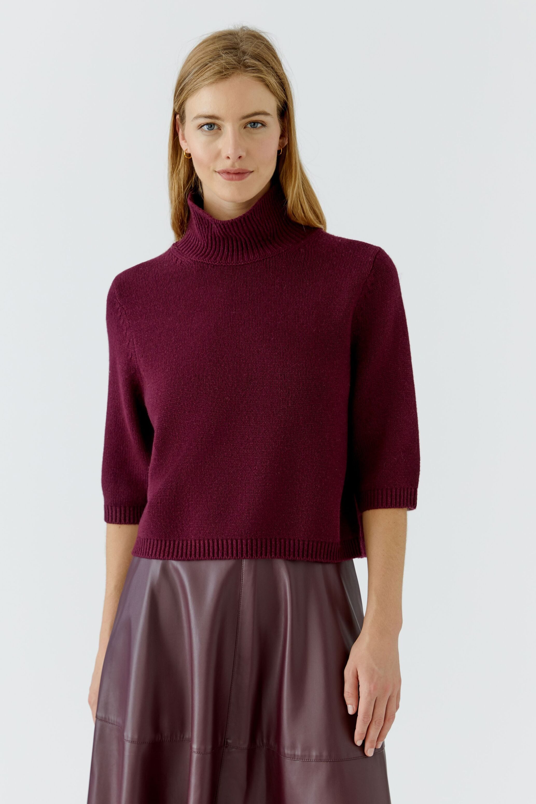 Oui Strickpullover Schmal geschnitten Rollkragen
