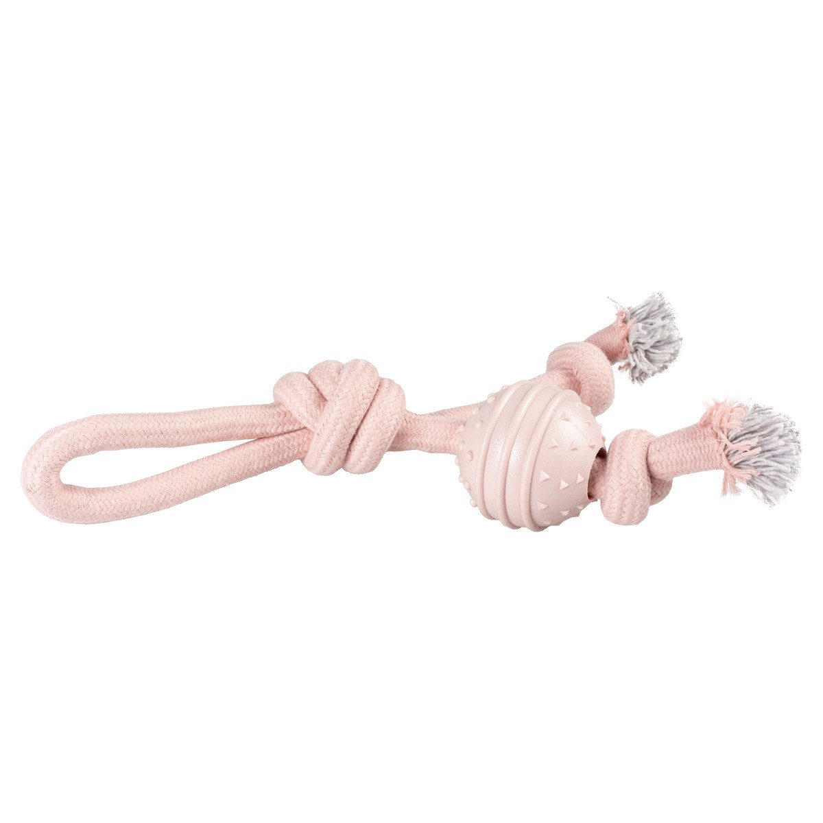 DUVO+ Zerrspielzeug Hundespielzeug Seilschlaufe mit Knoten & Gummiball rosa