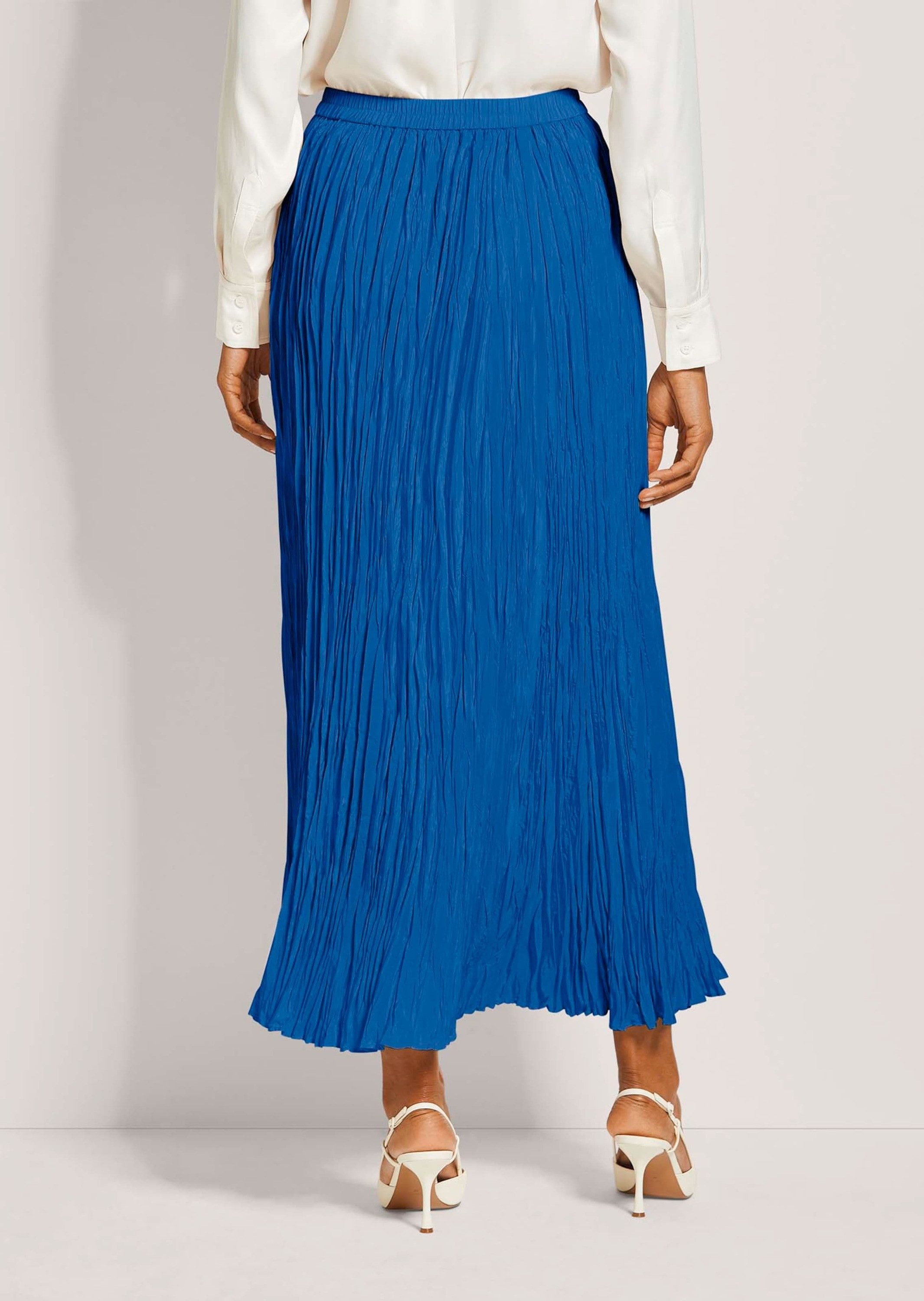 MADELEINE Maxirock Maxi-Rock mit Crash-Plissee Langer Rock mit Saumkante und Komfortbund