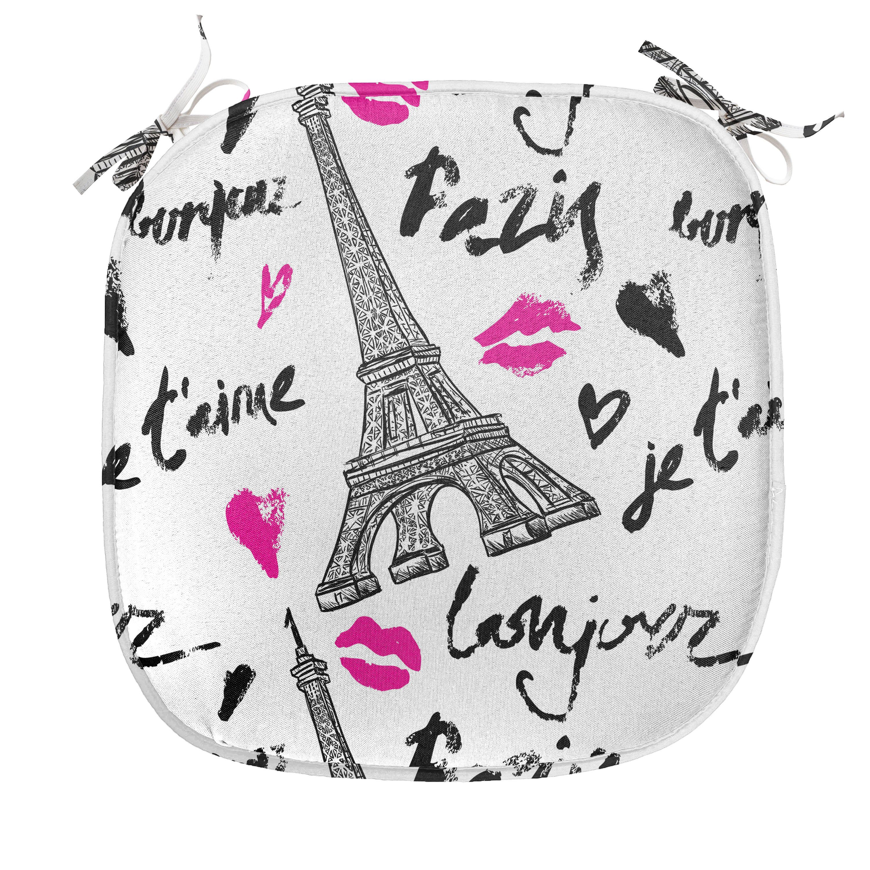 Abakuhaus Stuhlkissen Dekoratives wasserfestes Kiss mit Küchensitze, für Paris Riemen Pink Liebe Eiffel Kissen