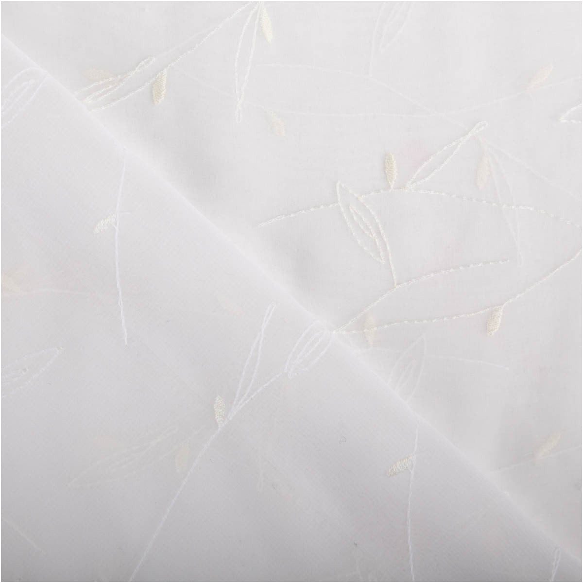 SCHÖNER LEBEN. Stoff Brautstoff Meterware hauchzart transparent Blätterstickerei weiß 140cm, bestickt – Bild 5 von 5